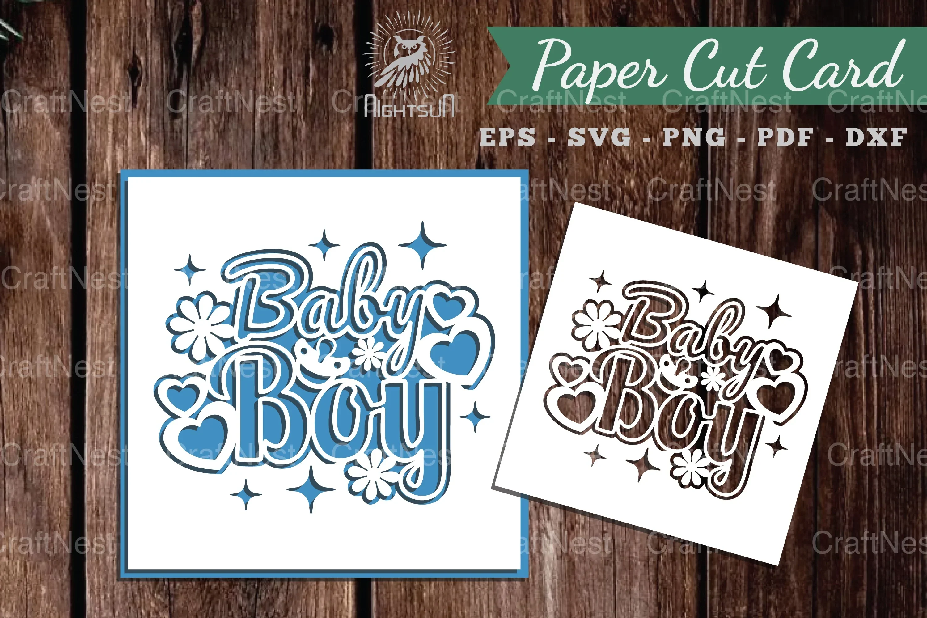 Baby Boy Papercut Card SVG Bundle