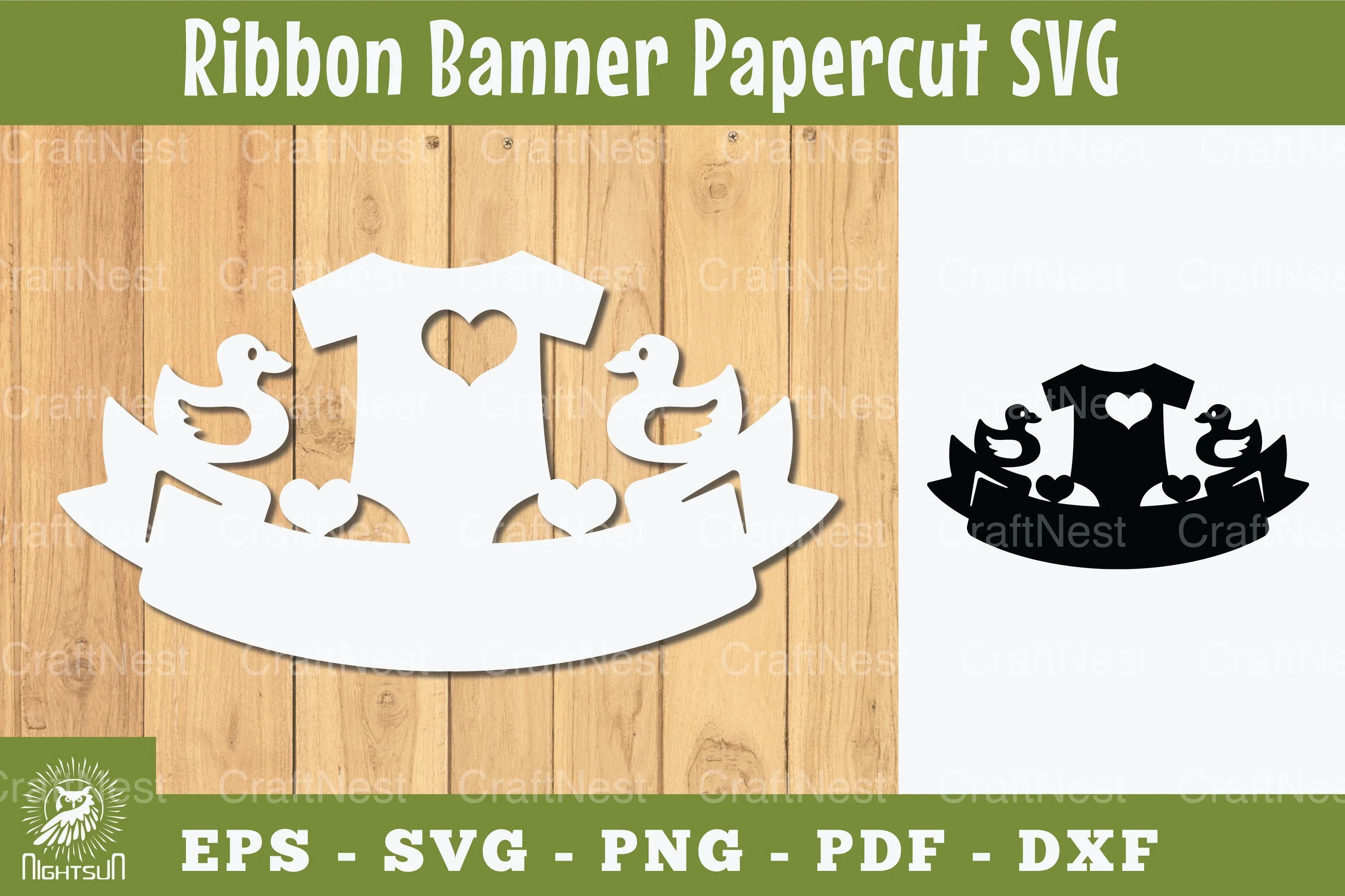 Baby Boy Ribbon Banner Papercut Clipart Bundle
