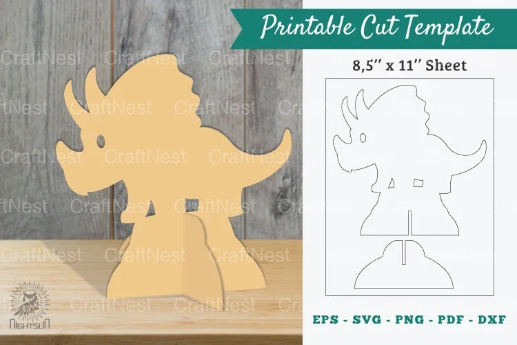 Baby Dinosaur Printable Cut Template - Clipart Bundle