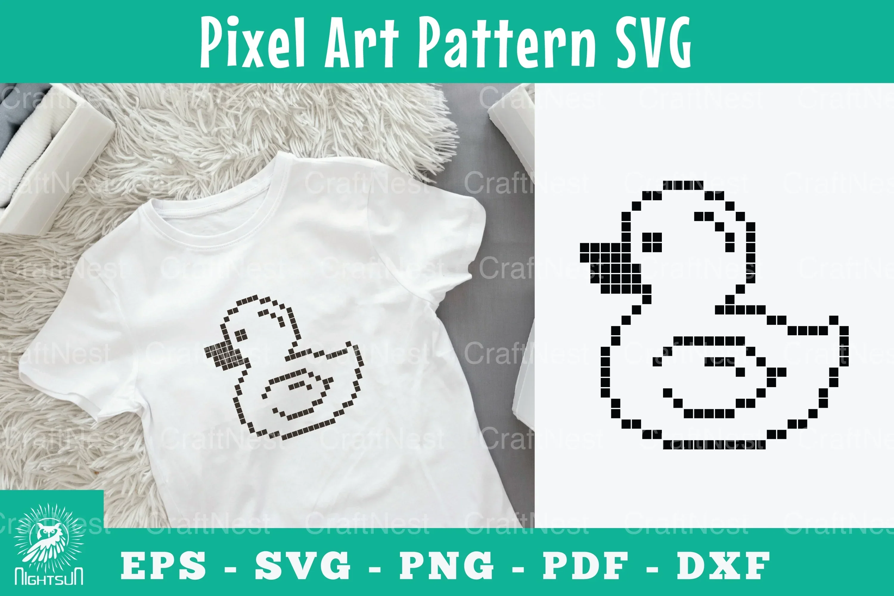 Baby Duck Pixel Art Pattern Clipart Bundle