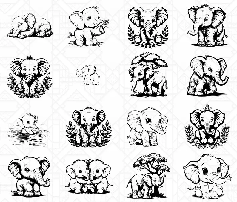 Baby Elephants SVG Bundle - Image 3