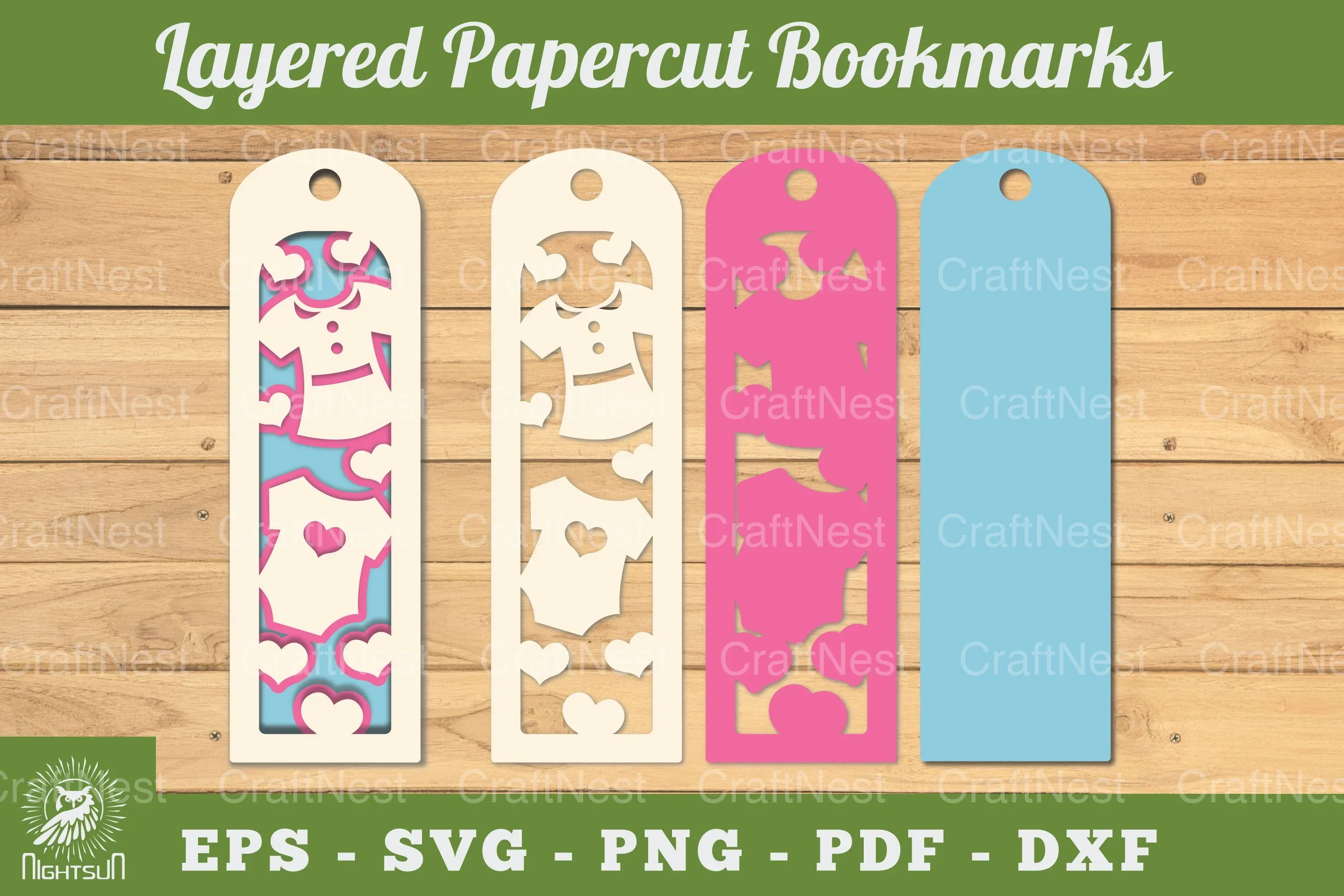 Baby Girl Papercut Bookmark SVG Clipart