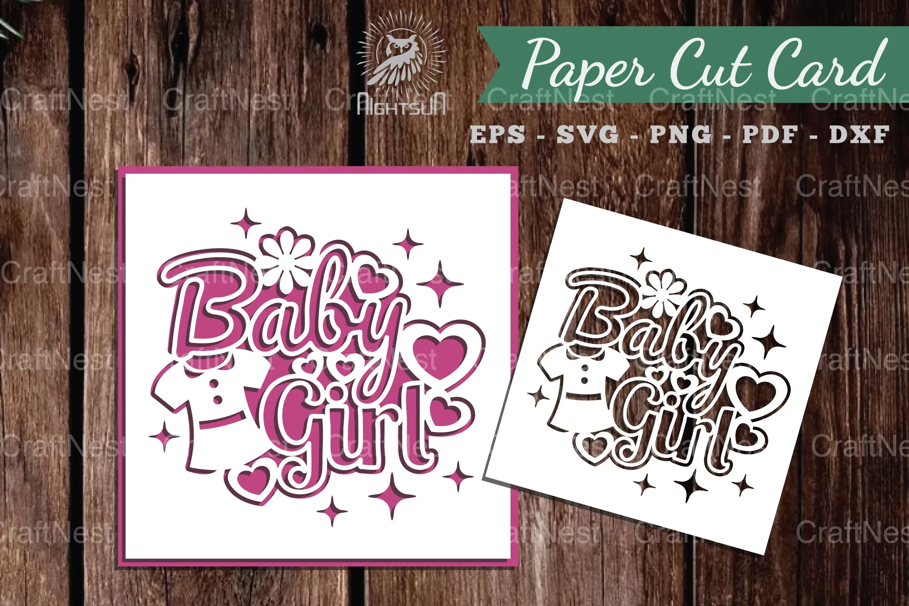 Baby Girl Papercut Card SVG Bundle