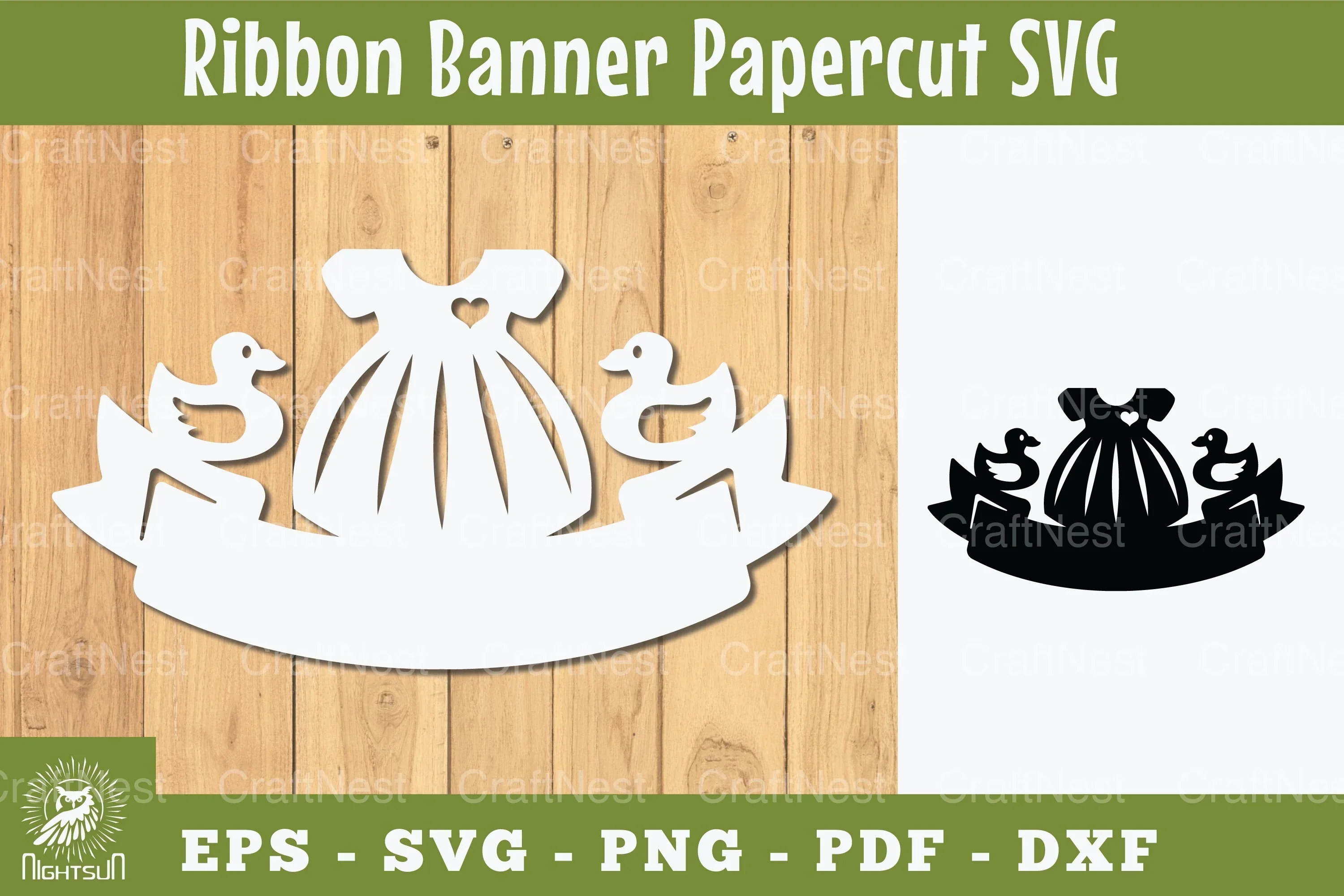 Baby Girl Ribbon Banner Papercut Clipart Bundle
