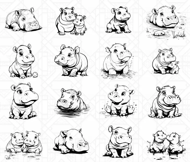 Baby Hippos SVG Bundle - Image 4