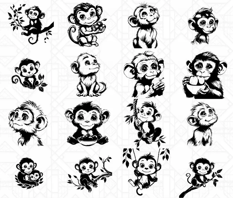 Baby Monkeys SVG Bundle - Image 3