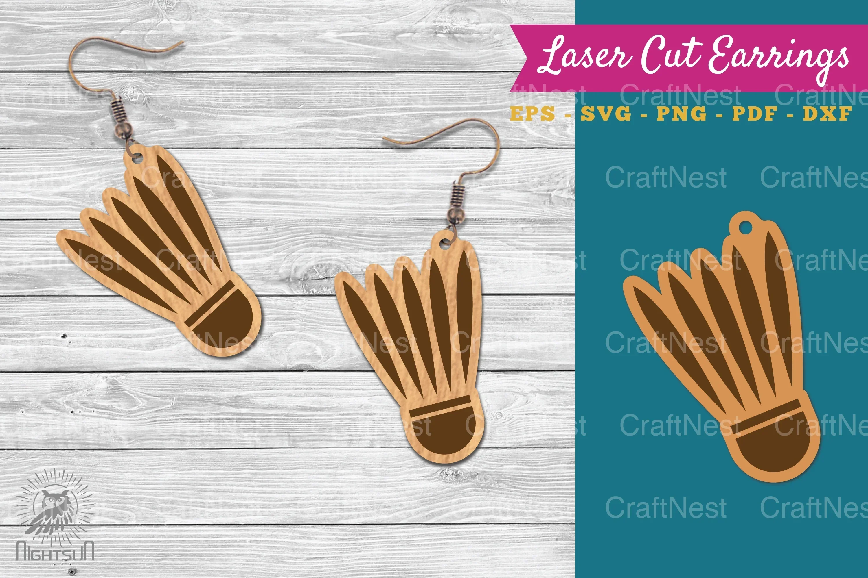 Badminton Ball Laser Cut Earrings Design Bundle
