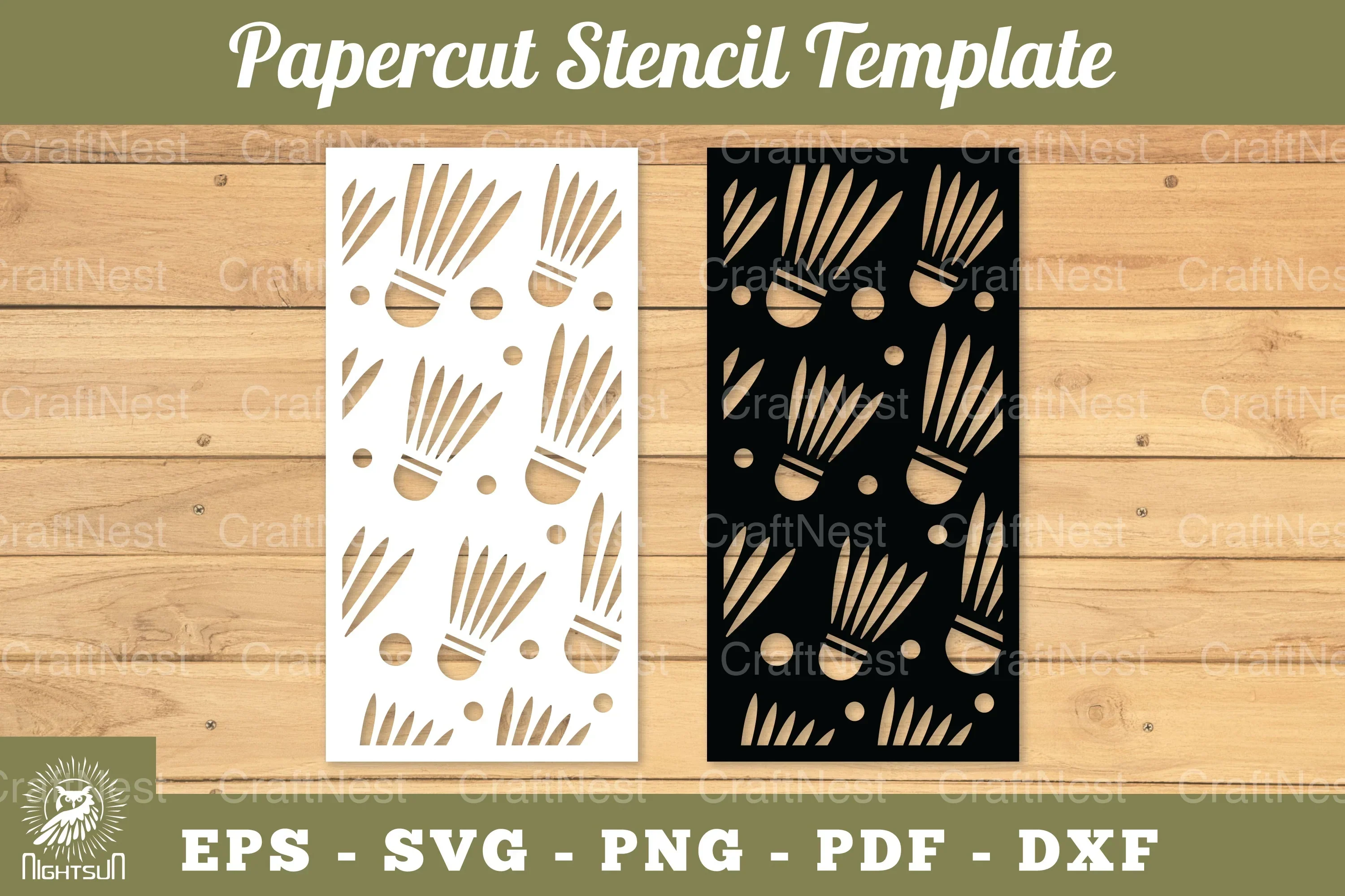 Badminton Ball Papercut Stencil Template Clipart Bundle