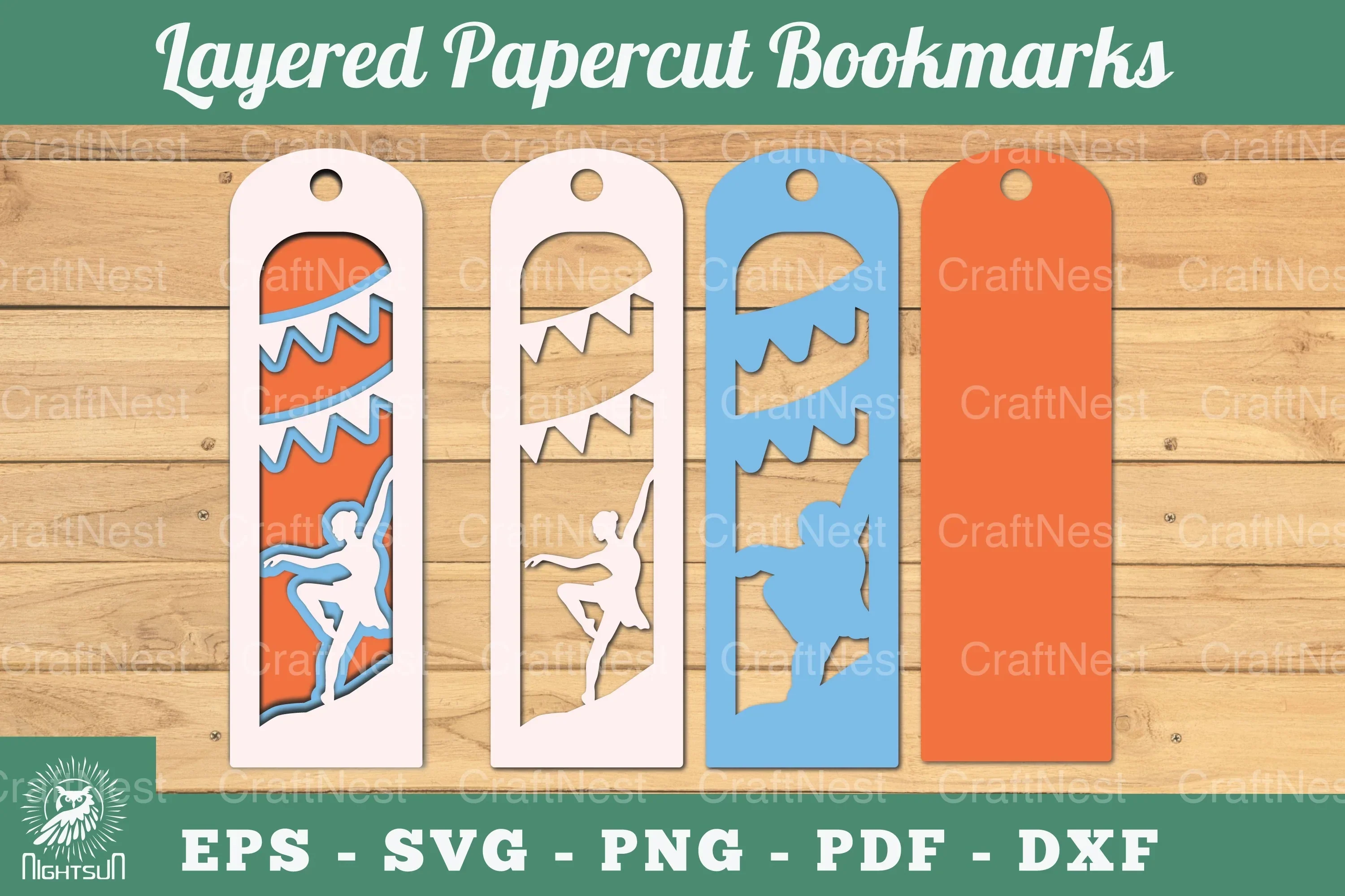 Ballerina Layered Papercut Bookmarks Clipart Bundle