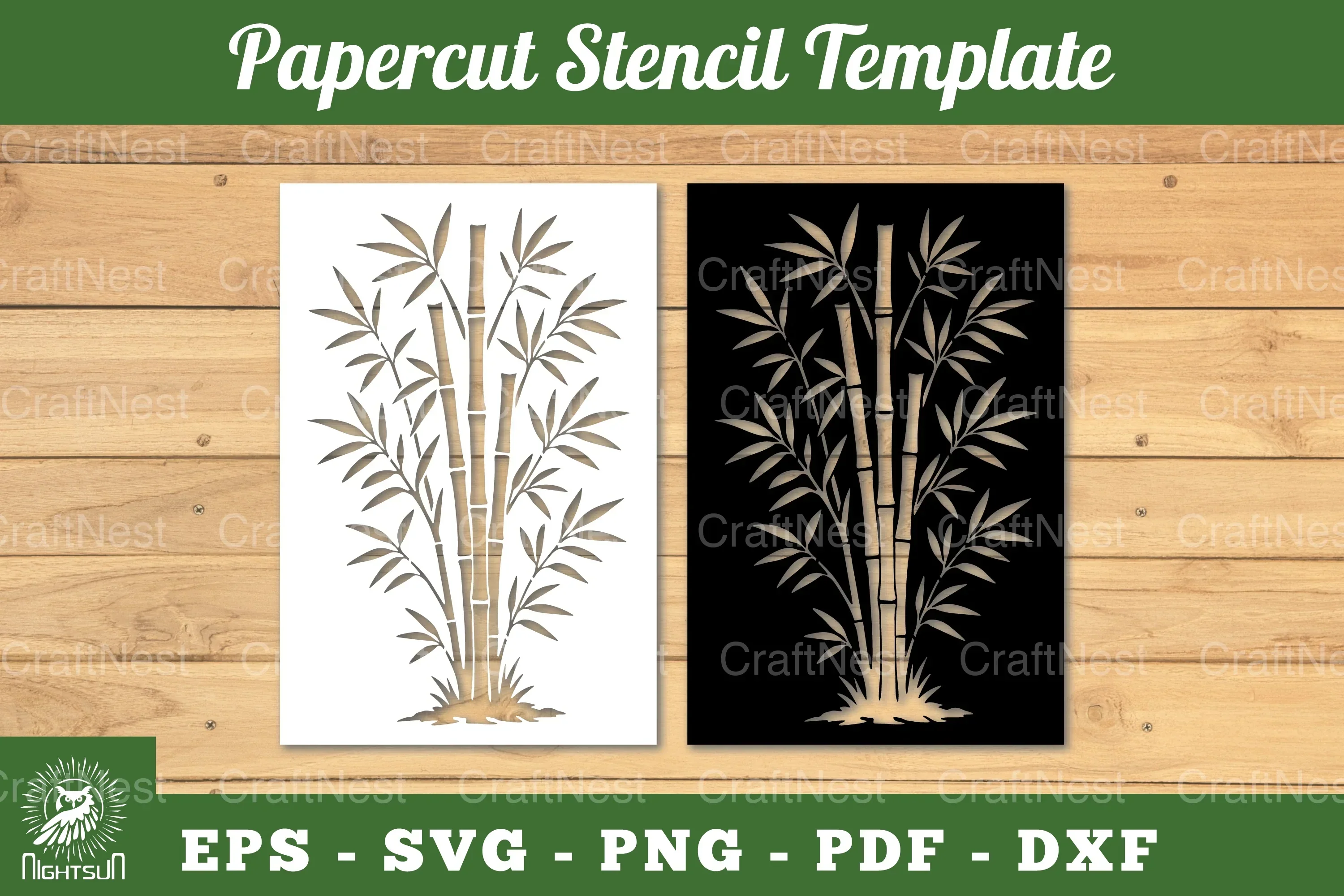 Bamboo Paper Cut Stencil Clipart Bundle