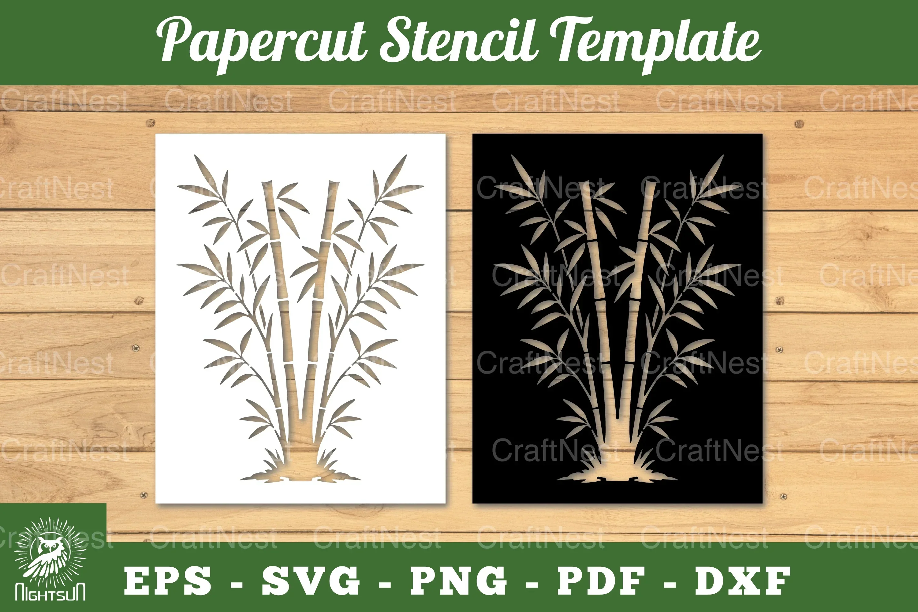 Bamboo Paper Cut Stencil Clipart Bundle