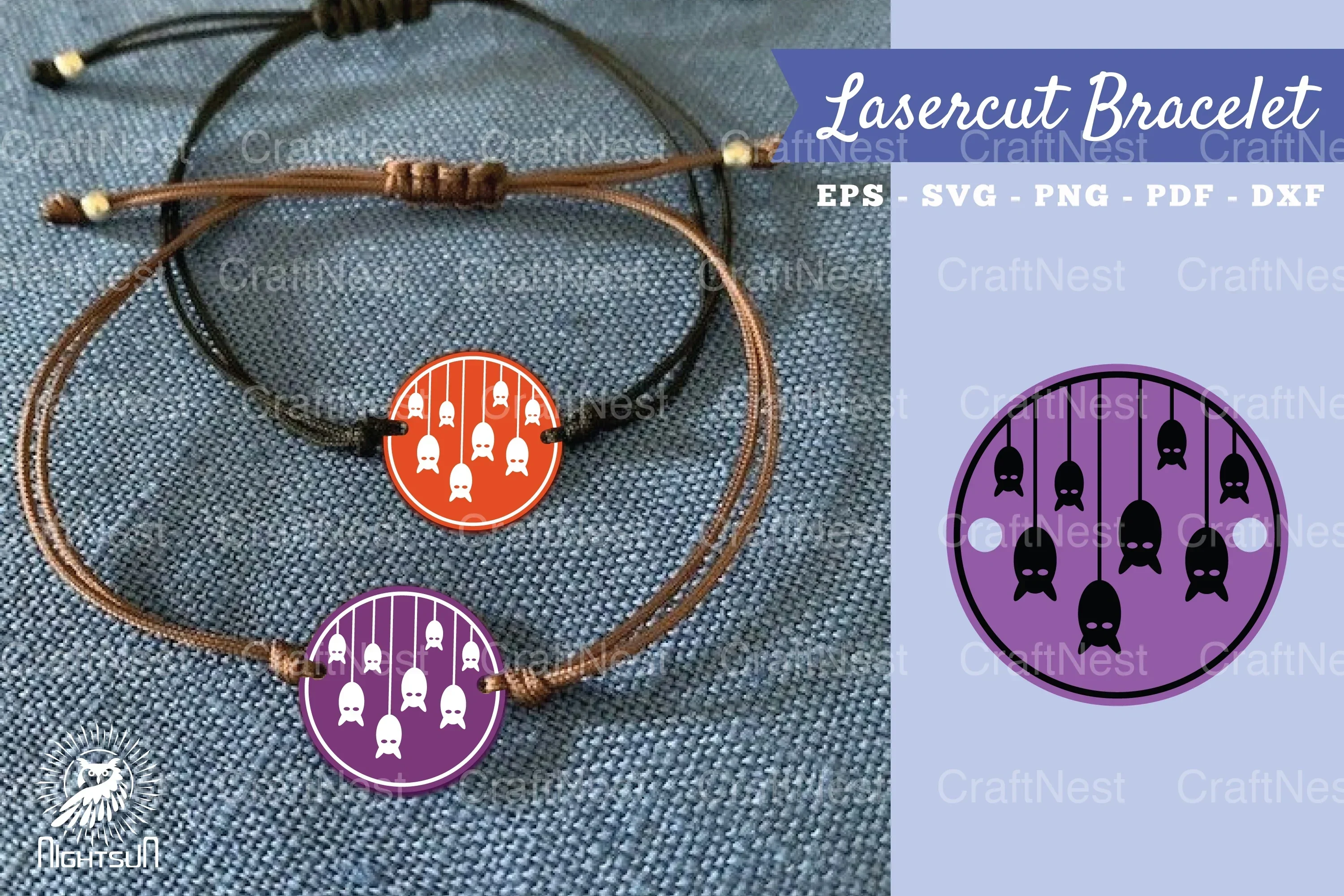 Bat Laser Cut Bracelet SVG Design Bundle