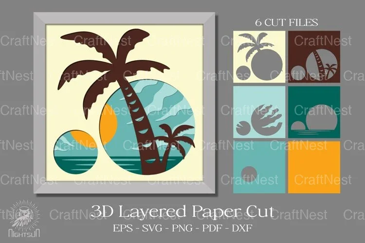 Beach 3D Paper Cut Clipart Bundle