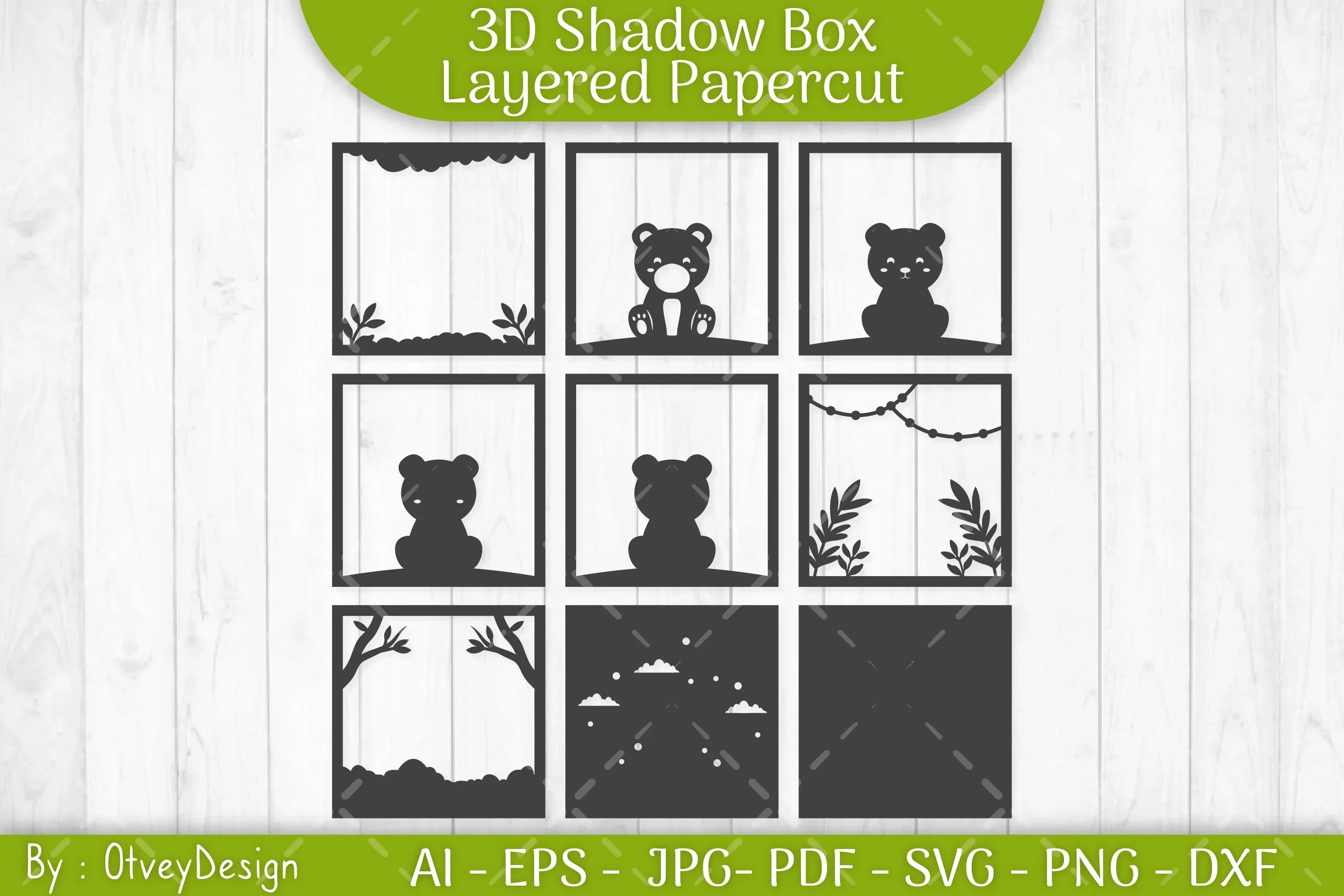 Bear Animals Shadow Box Layered Papercut SVG Bundle - Image 3