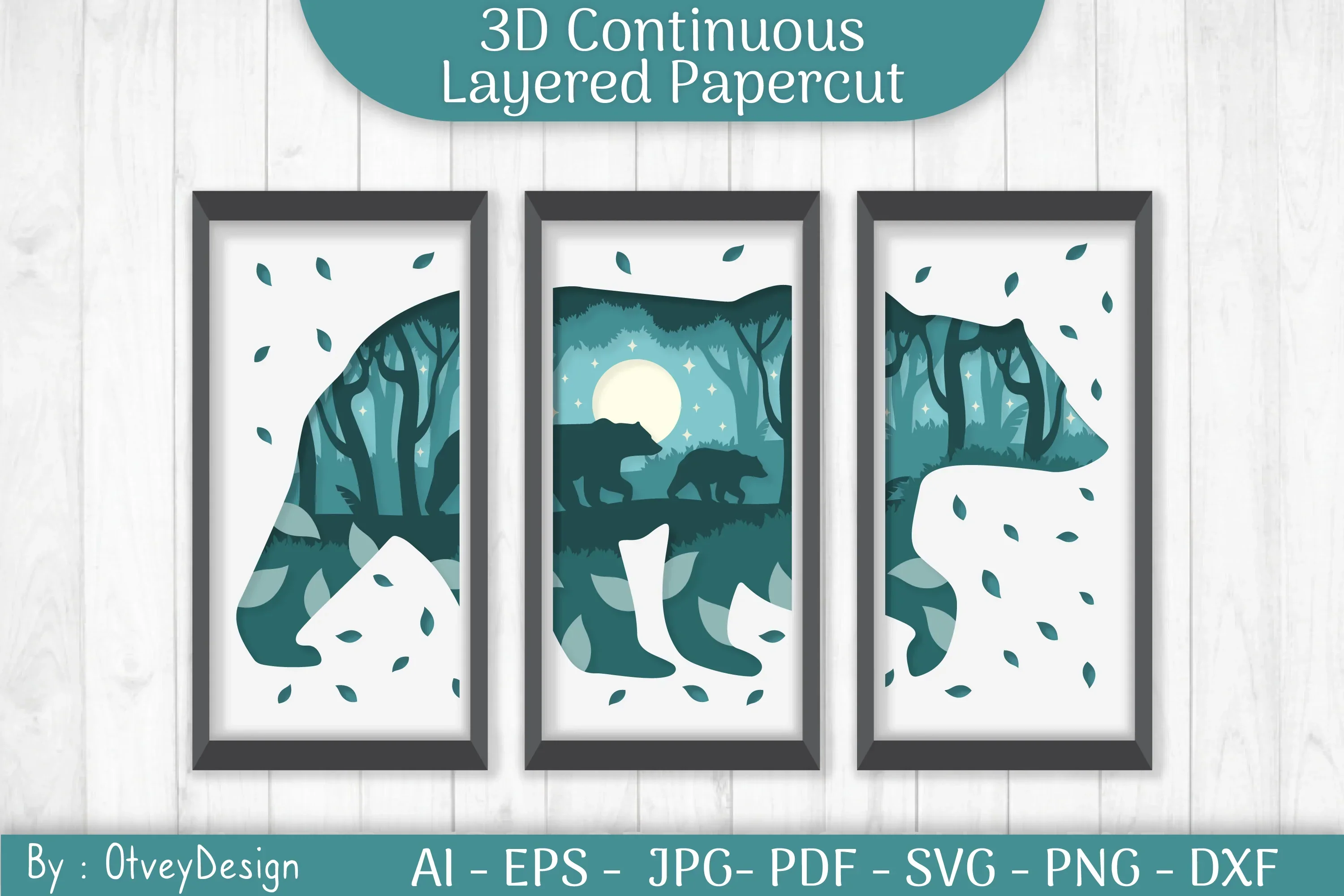 Bear Continuous Layered Papercut 3D SVG Bundle - Image 2