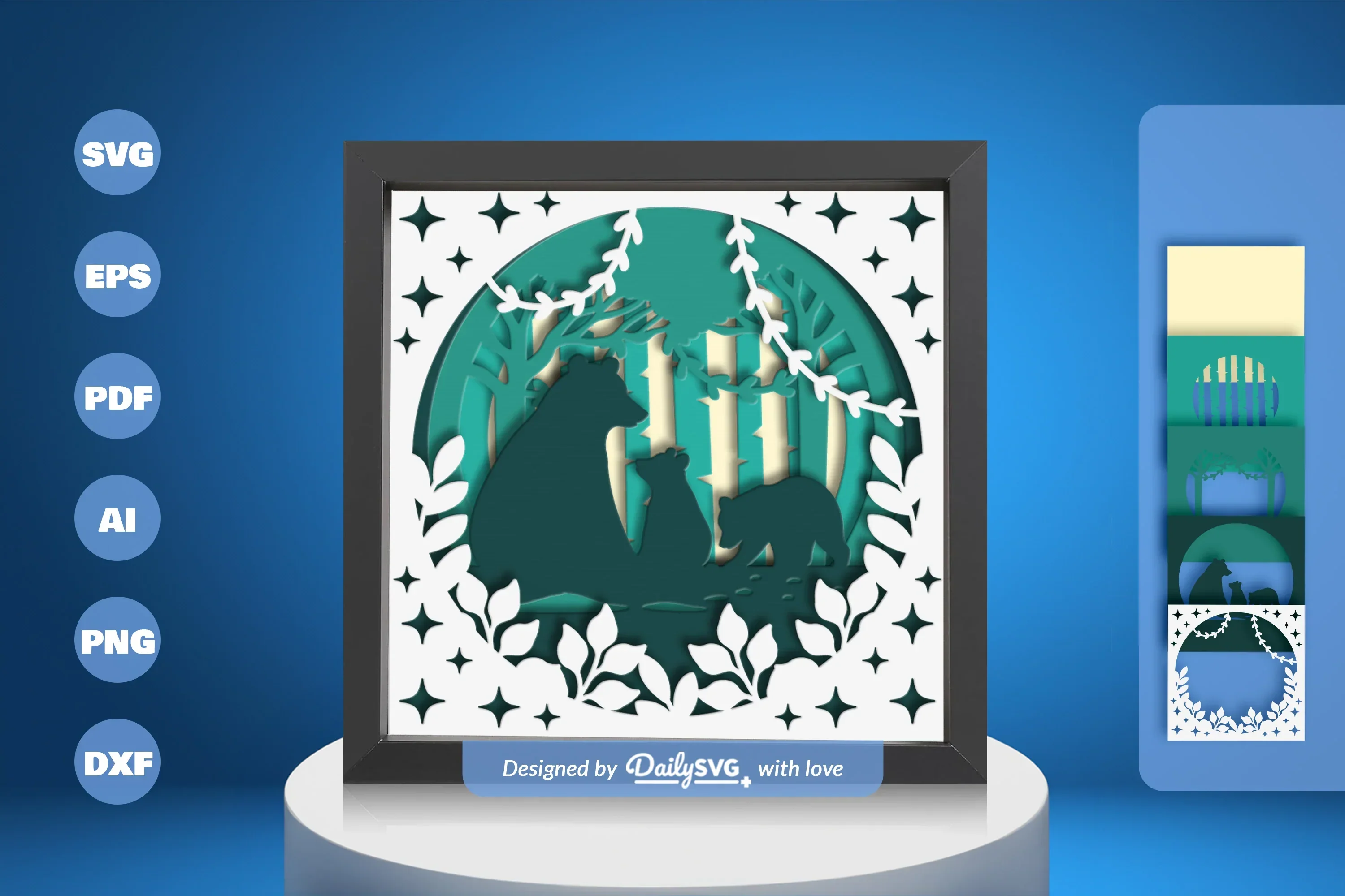 Bear Family Papercut SVG Bundle: Wild Nature Designs