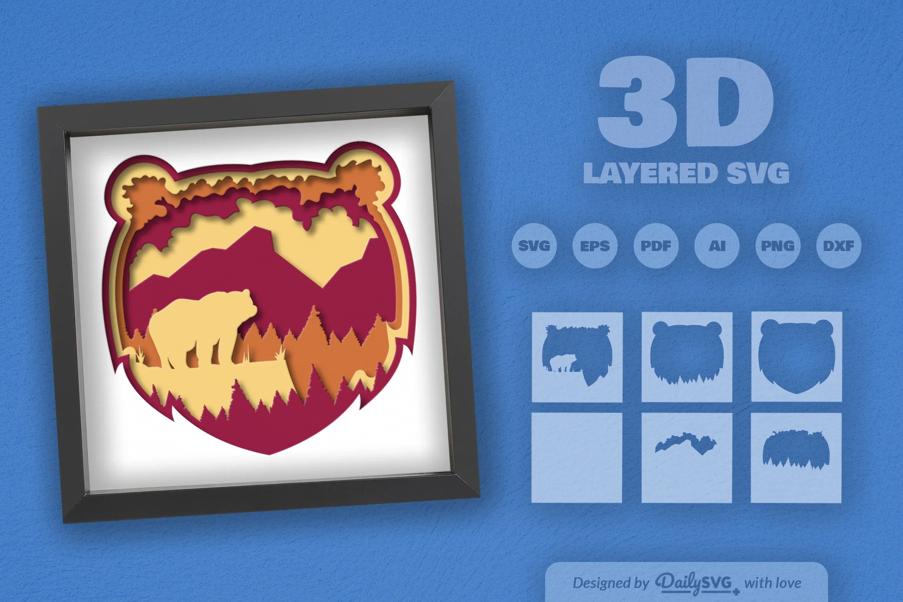 Bear in Nature Papercut SVG Bundle - Image 2