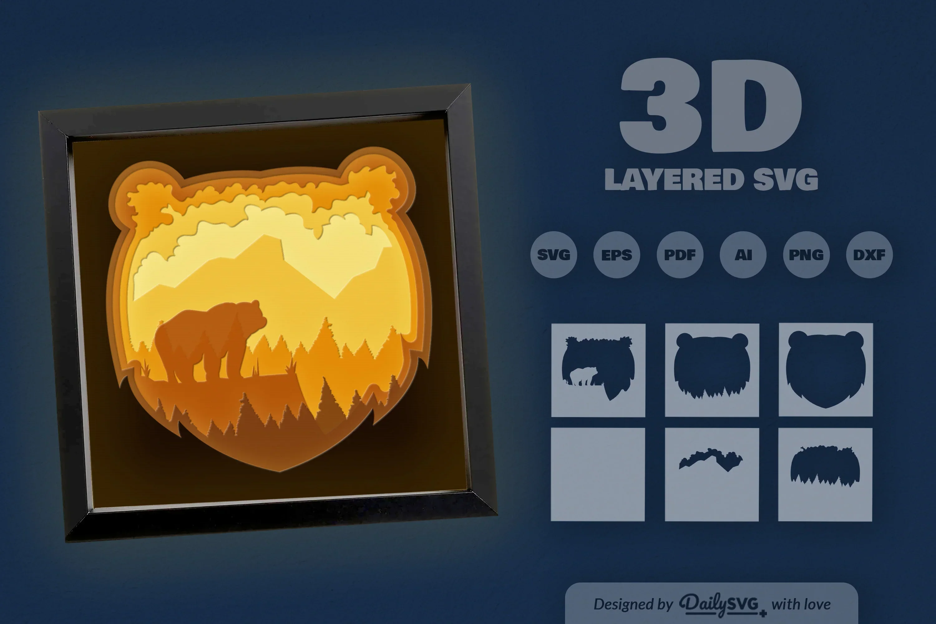 Bear in Nature Papercut SVG Bundle - Image 3