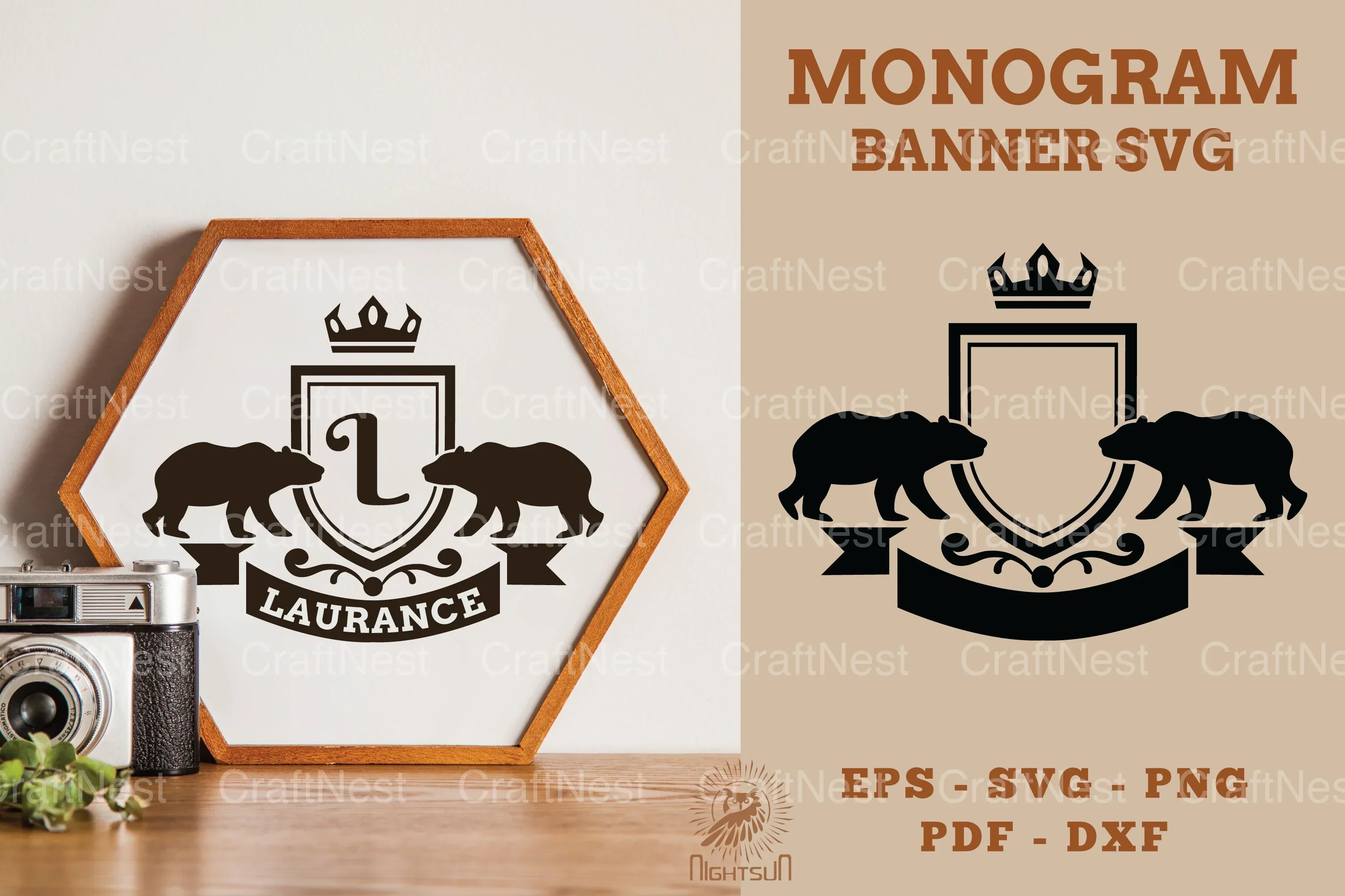 Bear Monogram Banner SVG Bundle