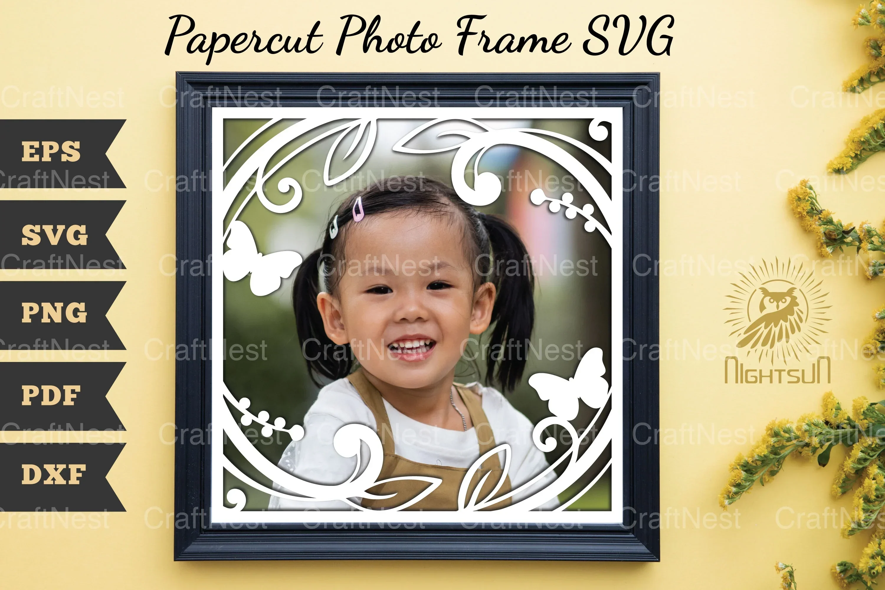 Beautiful Floral Photo Frame Papercut Clipart Bundle