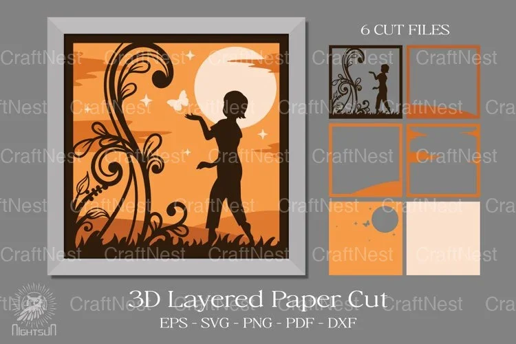 Beautiful Girl 3D Paper Cut Clipart Bundle