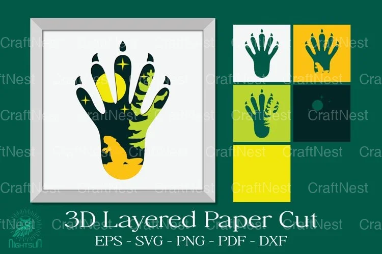Beaver Footprint 3D Layered Papercut Clipart Bundle