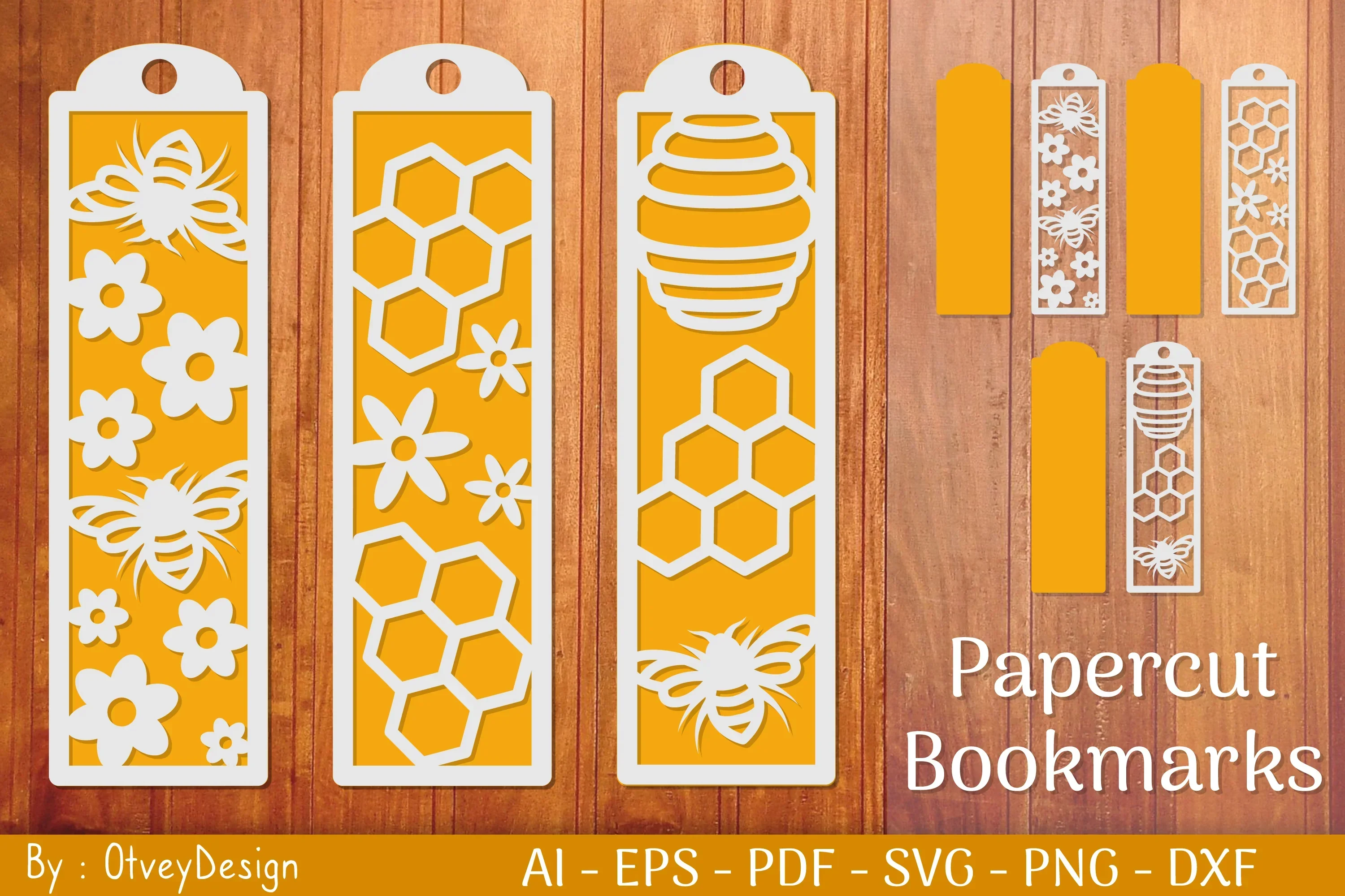 Bee Papercut Bookmarks SVG Bundle