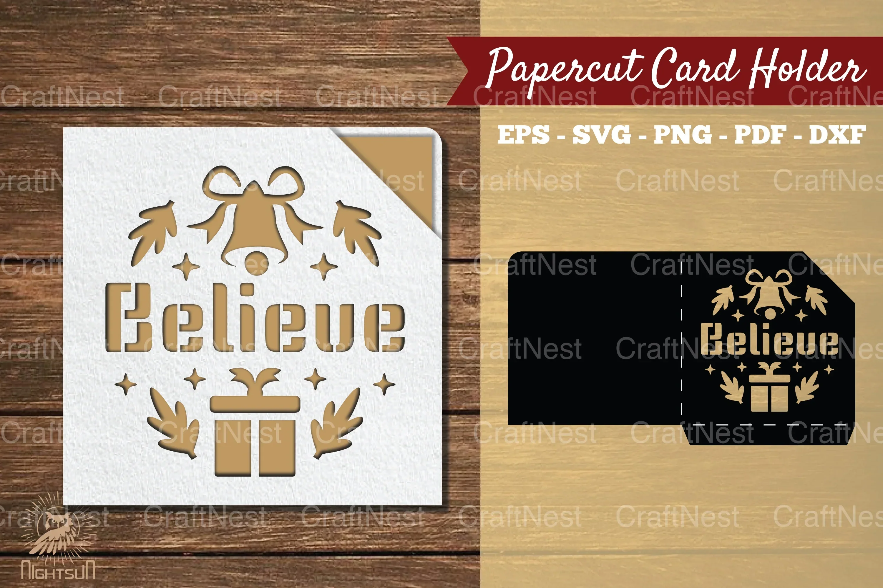 Believe Papercut Card Holder SVG Bundle