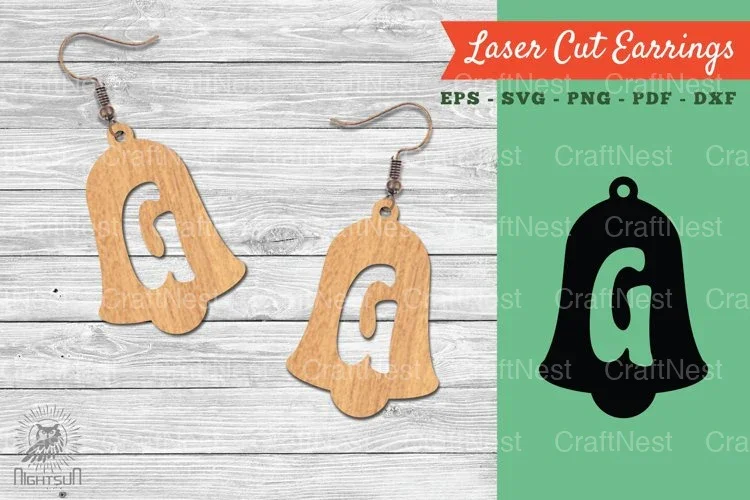Bell Letter G Laser Cut Earrings Design Bundle