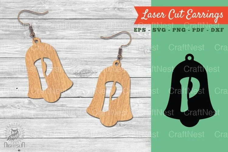 Bell Letter P Laser Cut Earrings SVG Bundle