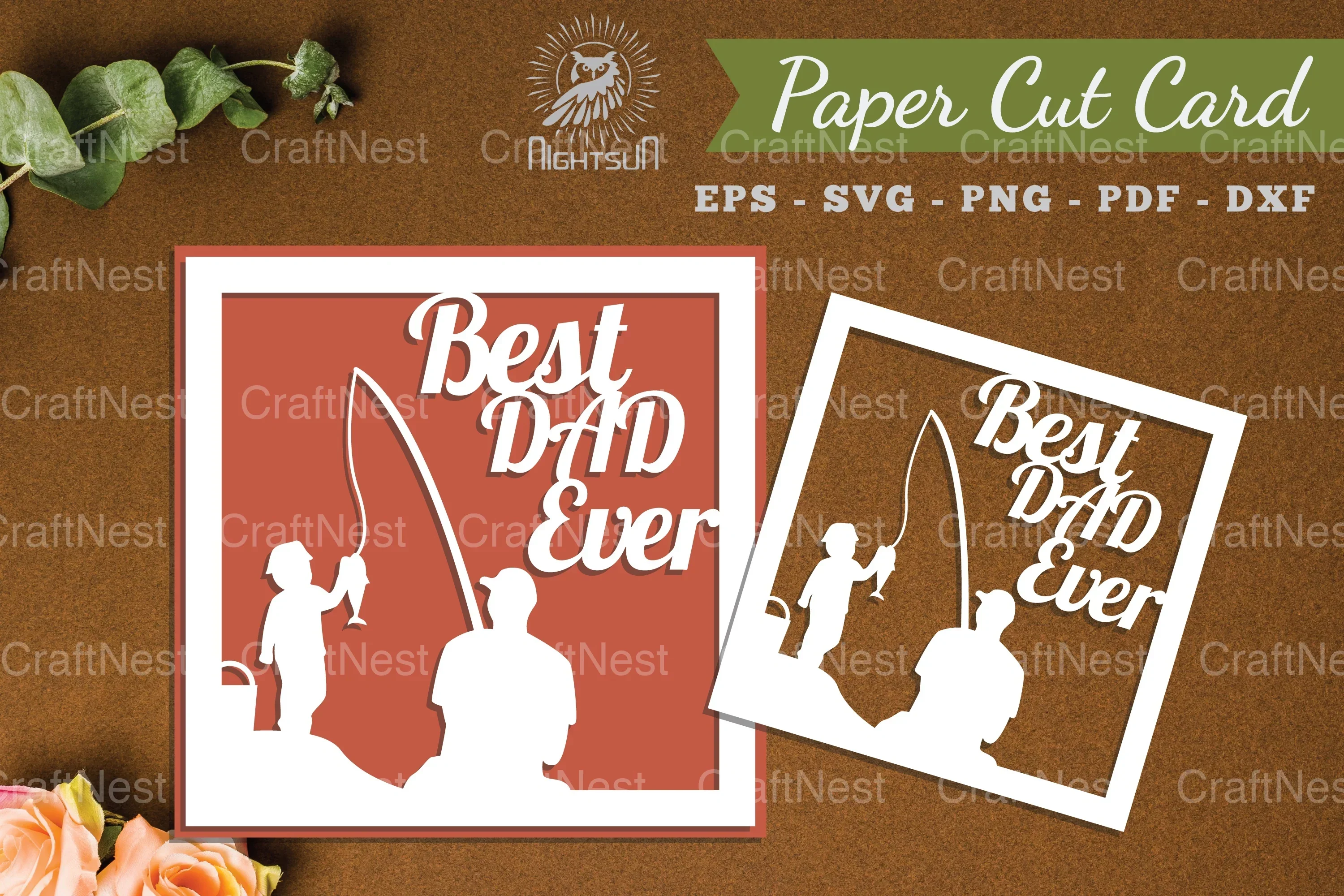 Best Dad Ever Paper Cut Card SVG Bundle