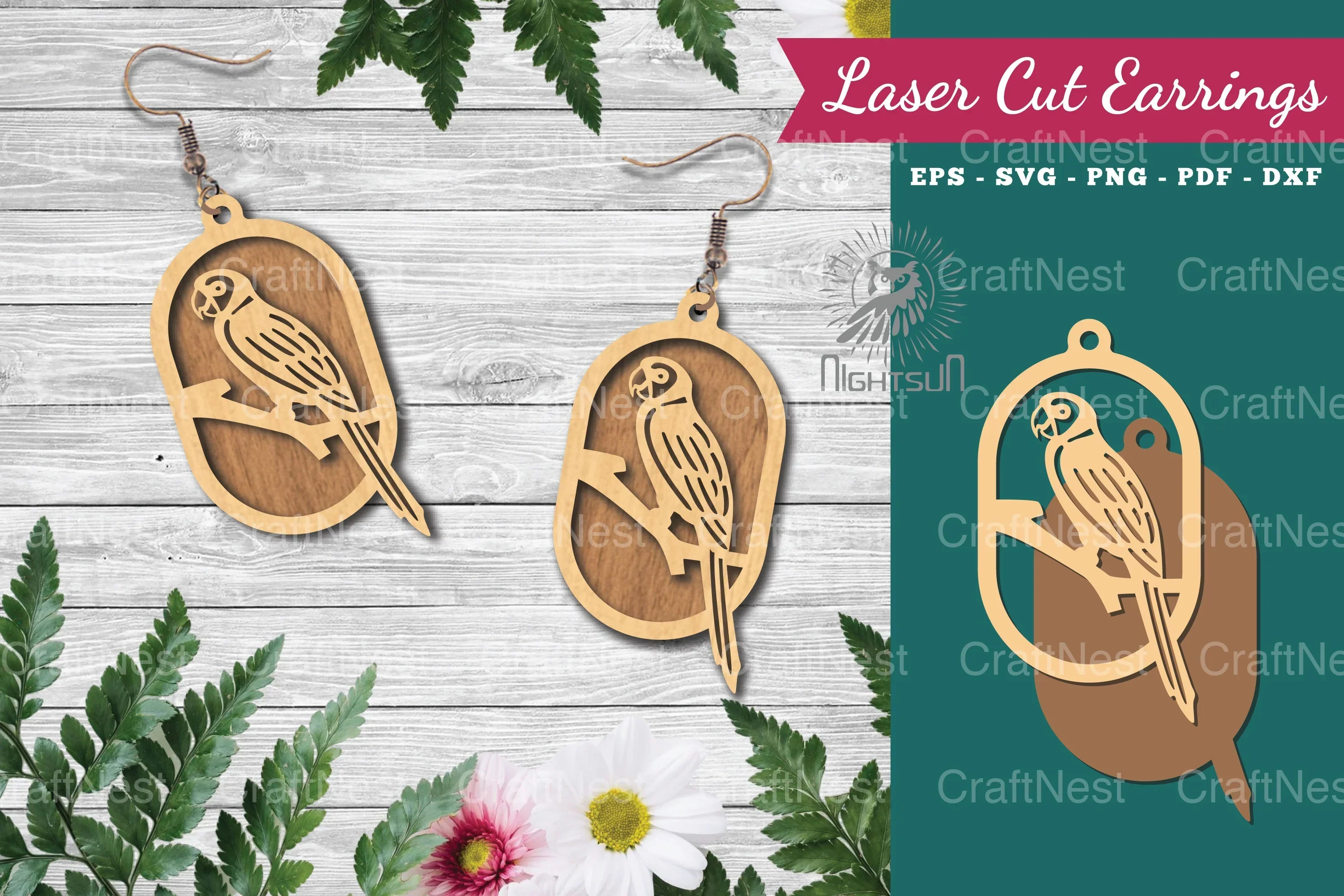 Bird Laser Cut Earrings Design Bundle