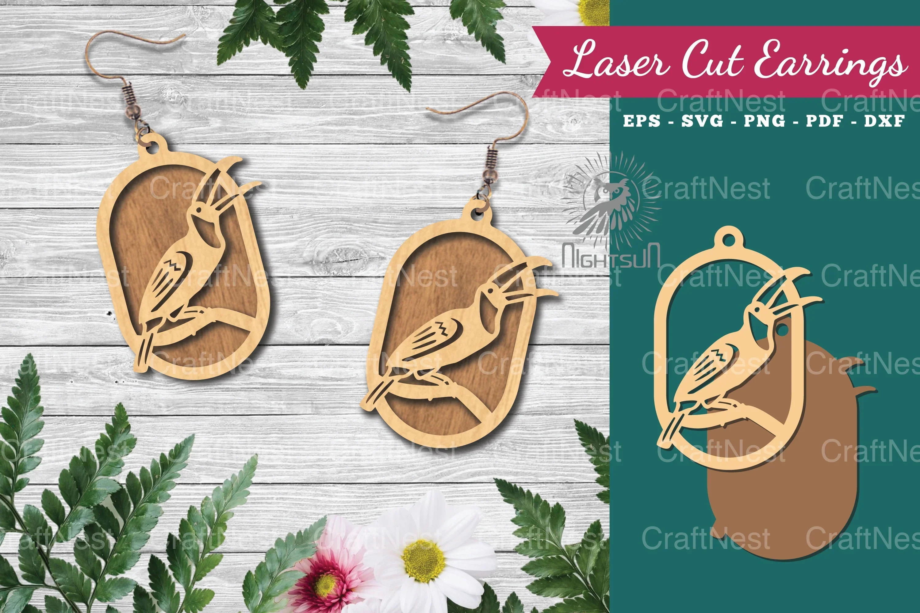 Bird Laser Cut Earrings Design Bundle
