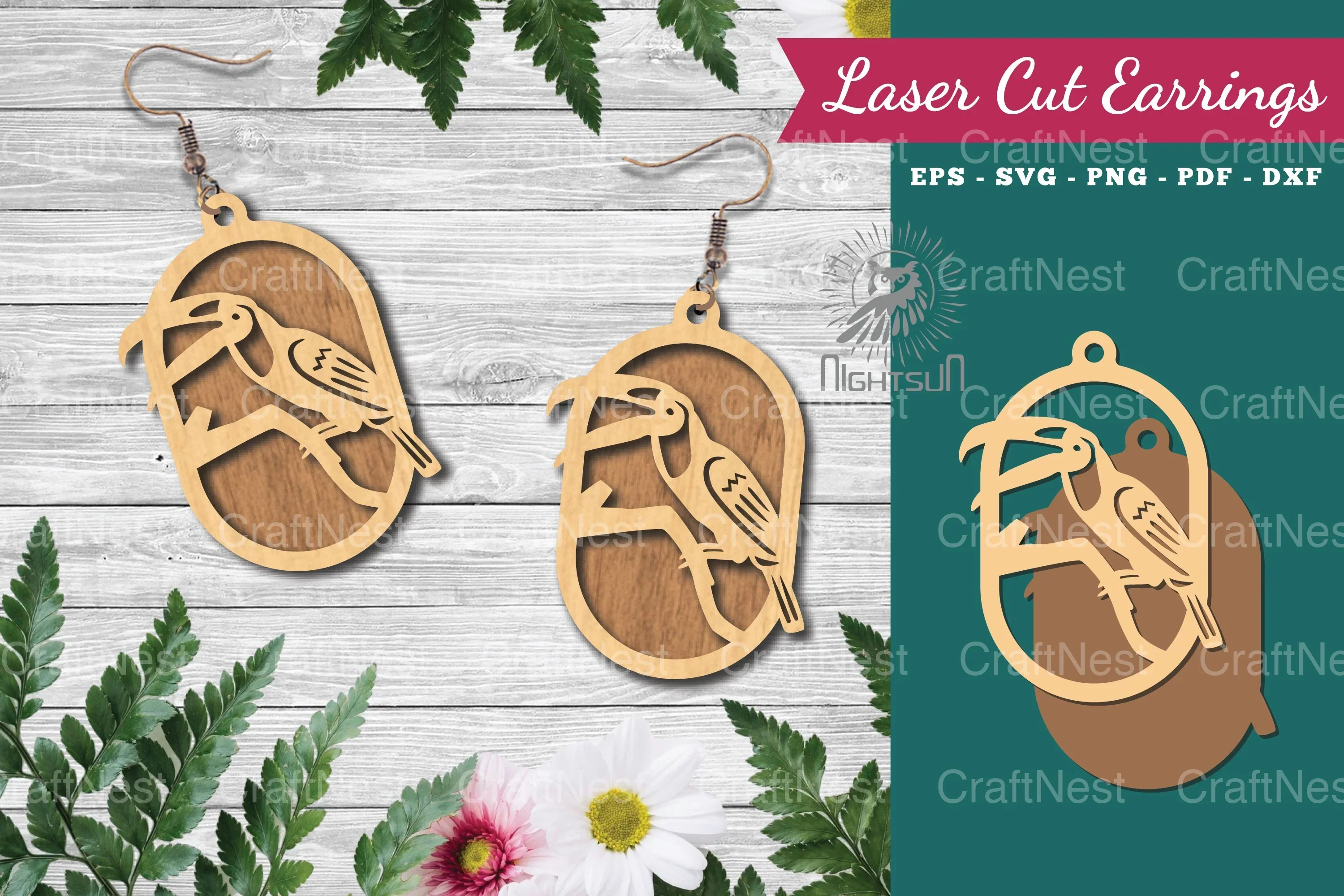 Bird Laser Cut Earrings Design Bundle