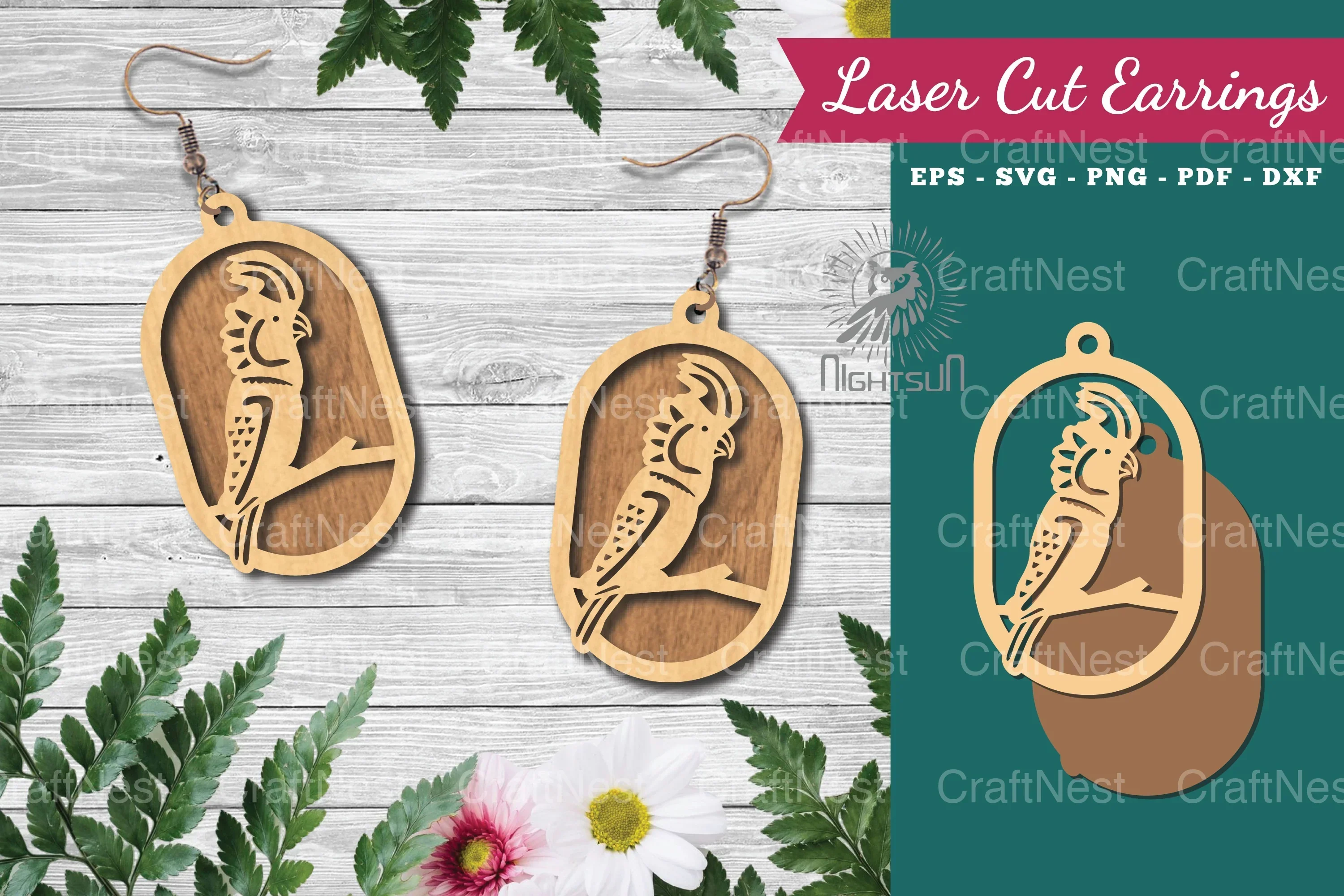 Bird Laser Cut Earrings Design Bundle