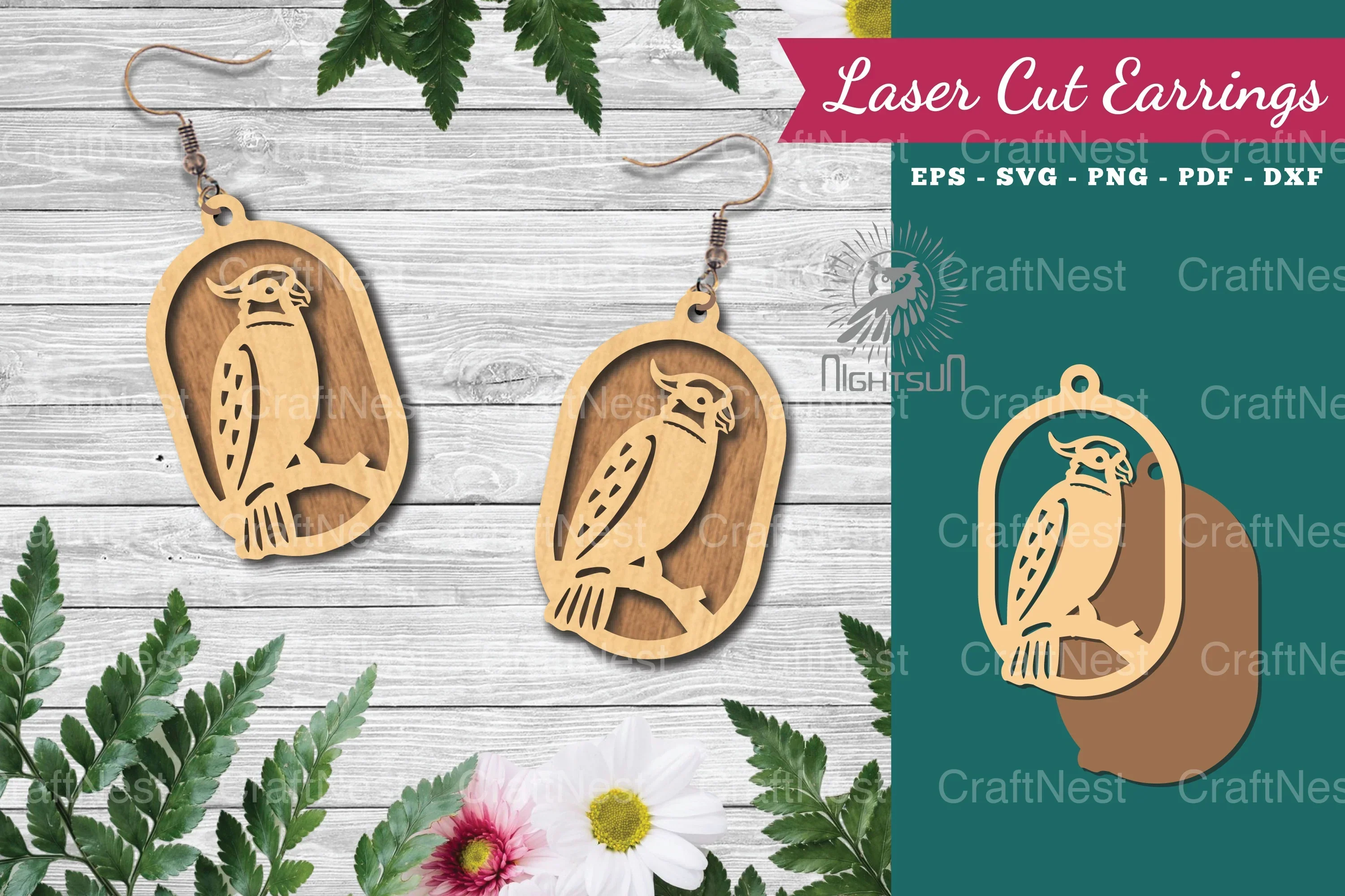 Bird Laser Cut Earrings Design Bundle