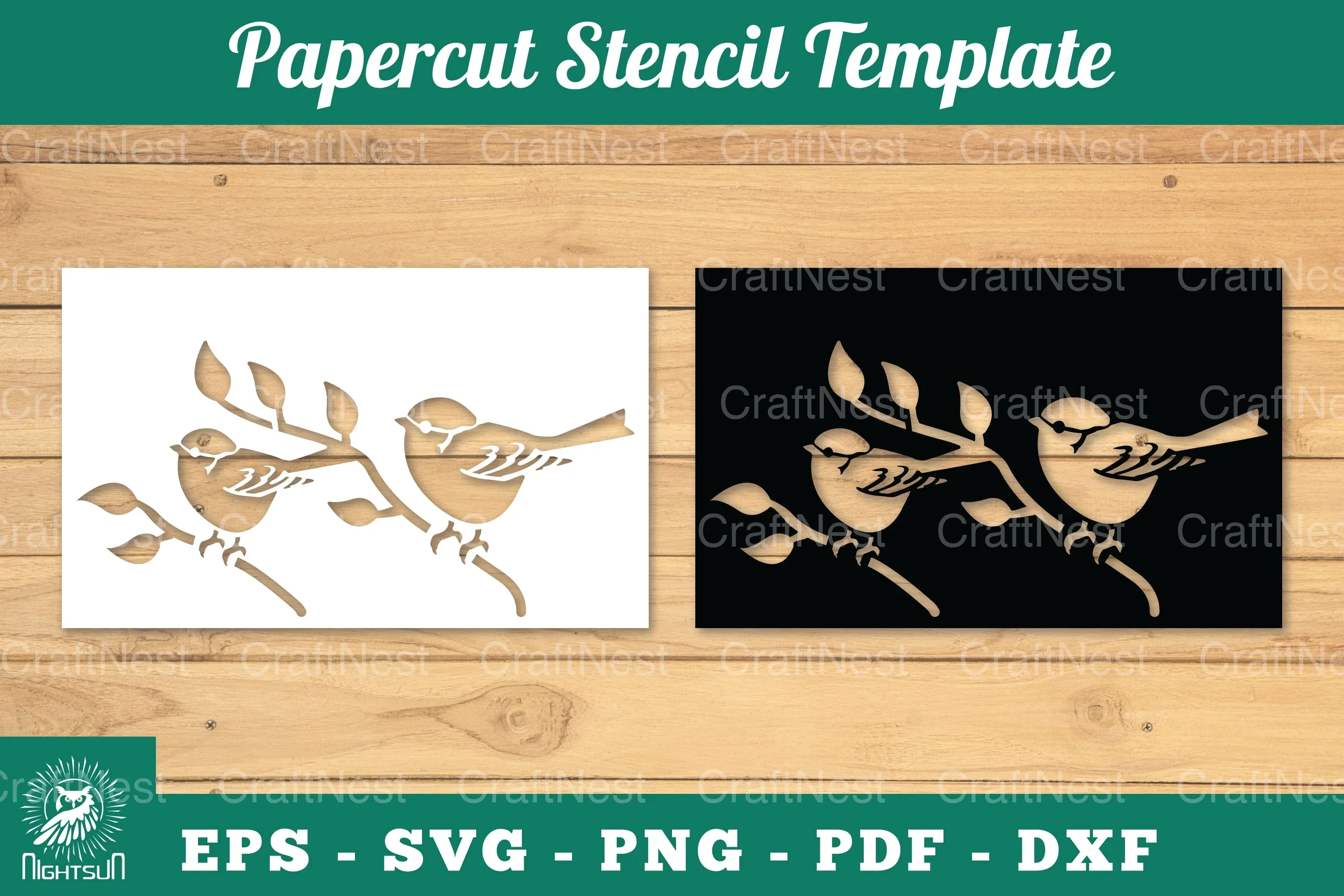 Birds Papercut Stencil Clipart Bundle