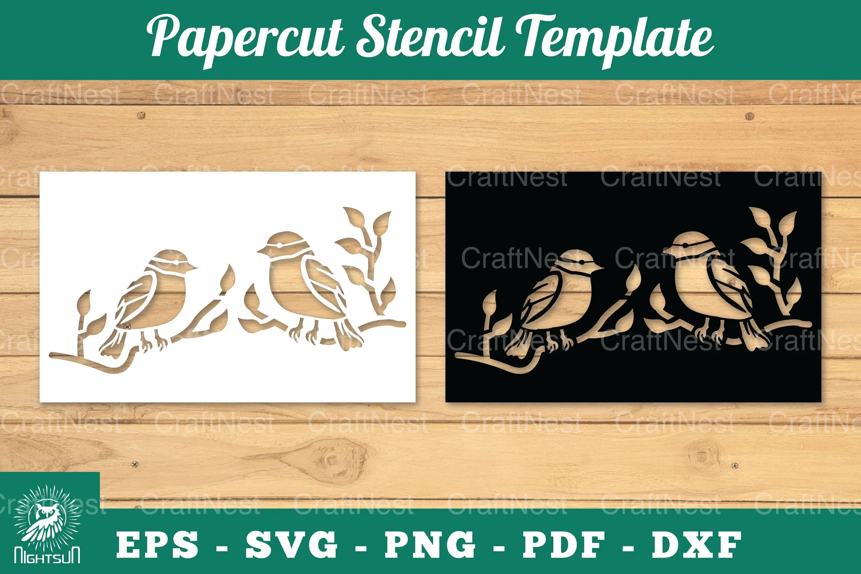 Birds Papercut Stencil Clipart Bundle