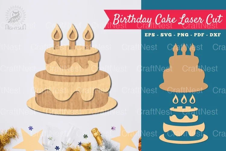 Birthday Cake Laser Cut Decoration Clipart Bundle