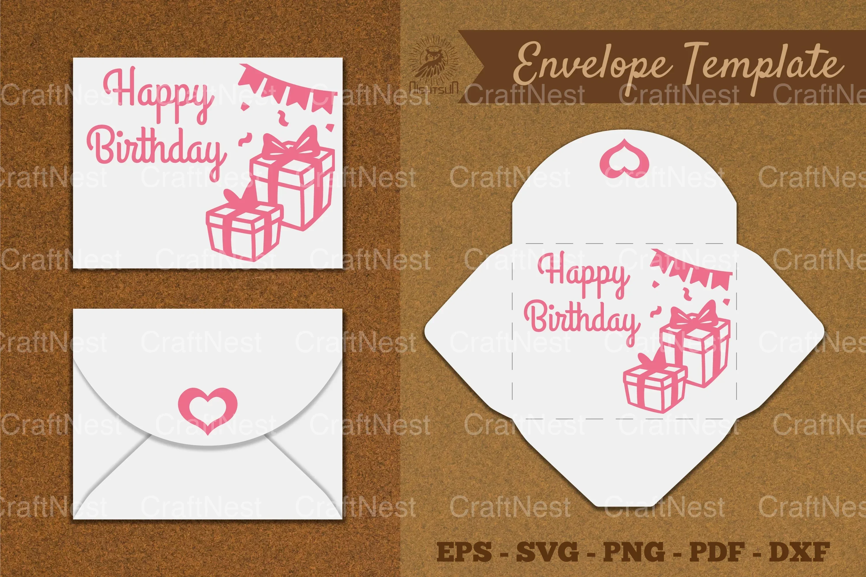 Birthday Envelope Template SVG Bundle