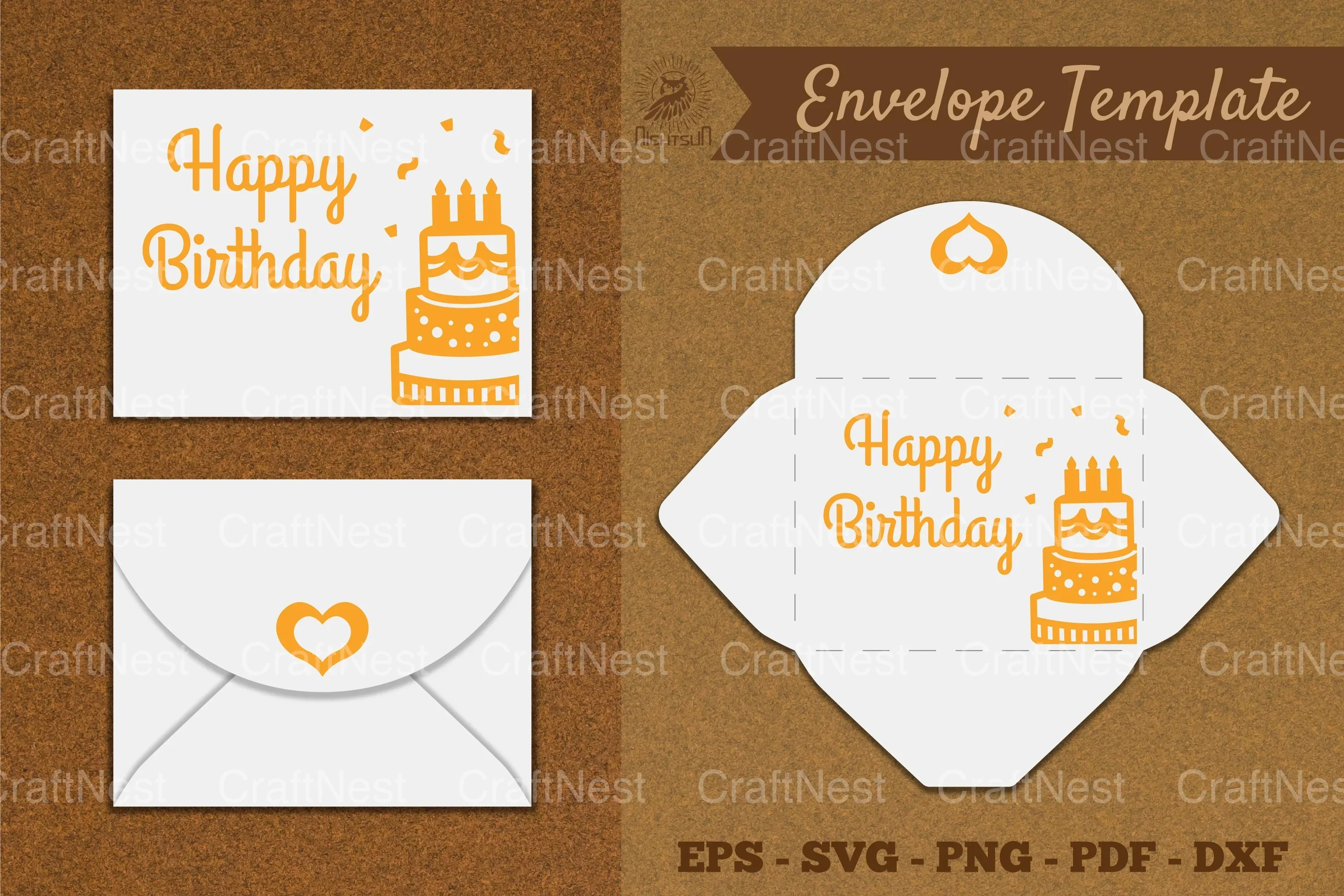 Birthday Envelope Template SVG Bundle