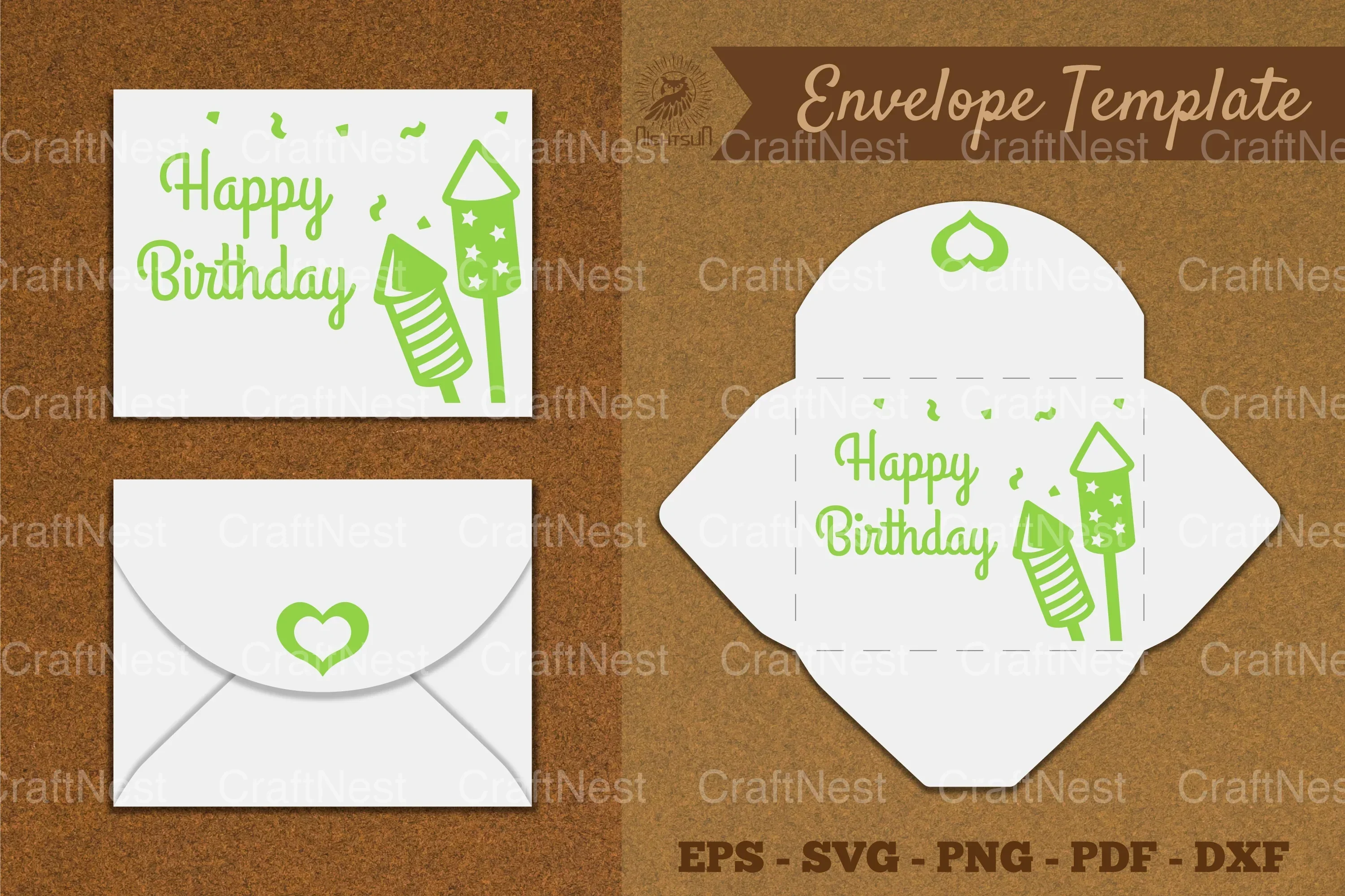 Birthday Envelope Template SVG Bundle