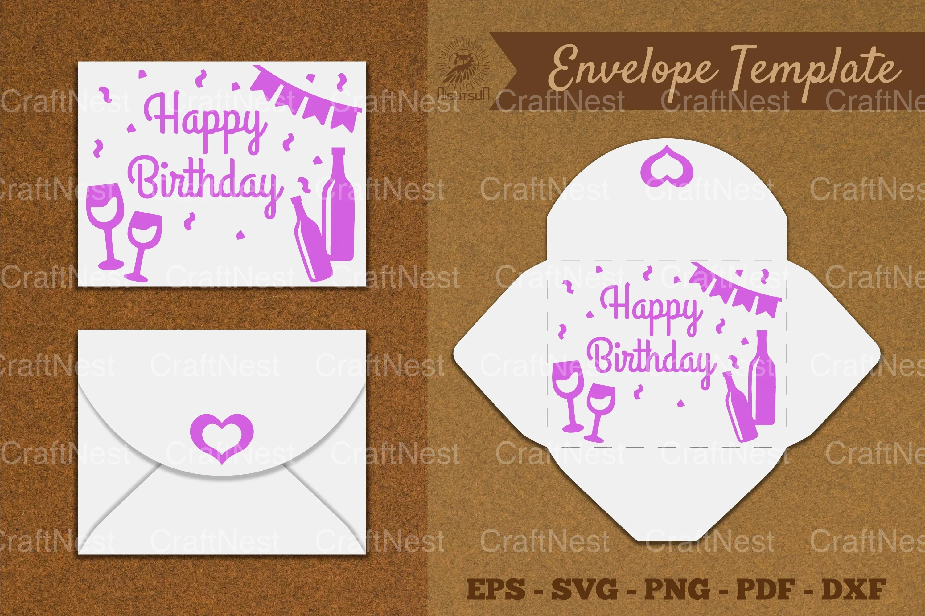 Birthday Envelope Template SVG Bundle