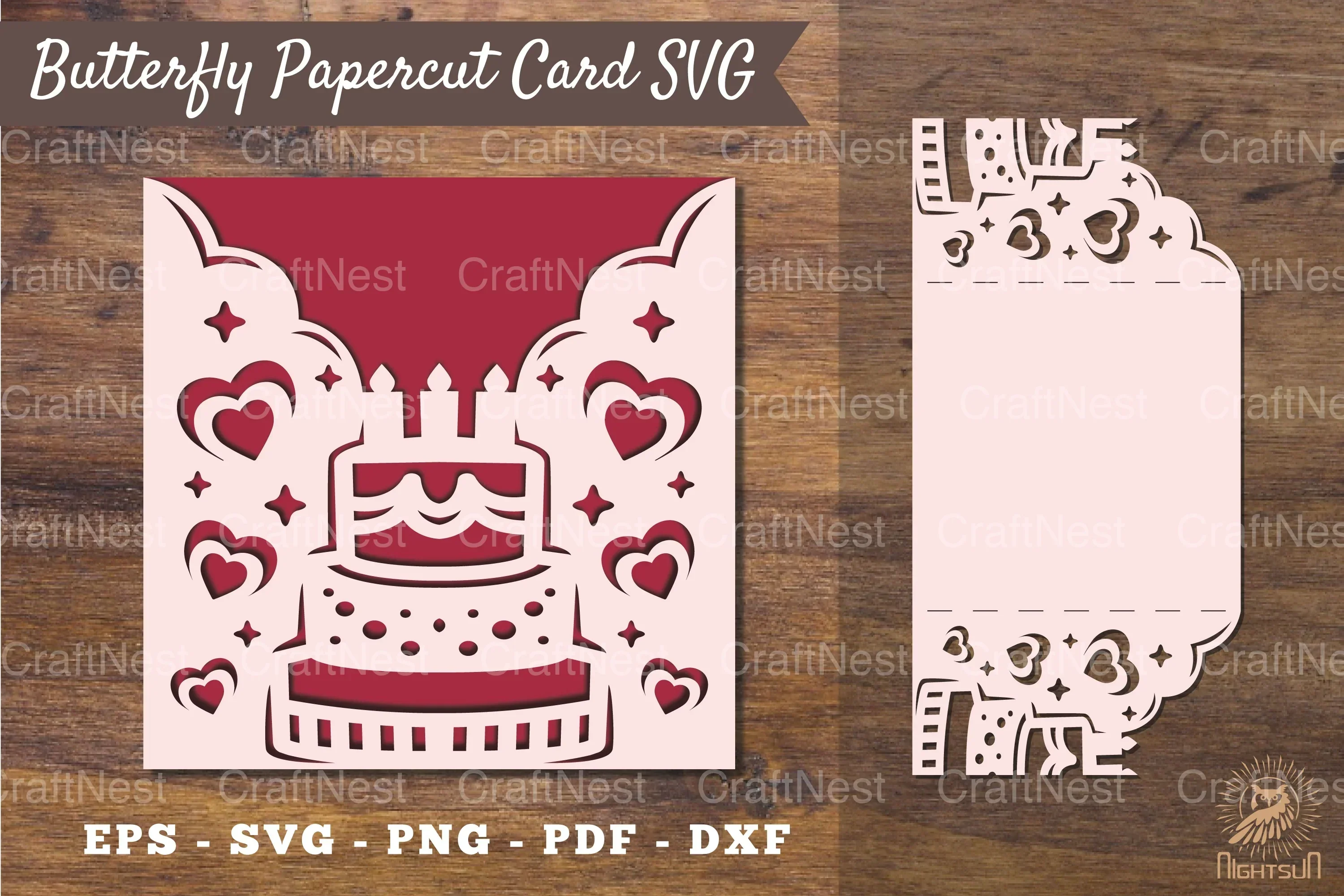 Birthday Papercut Card Template SVG - Clipart Bundle