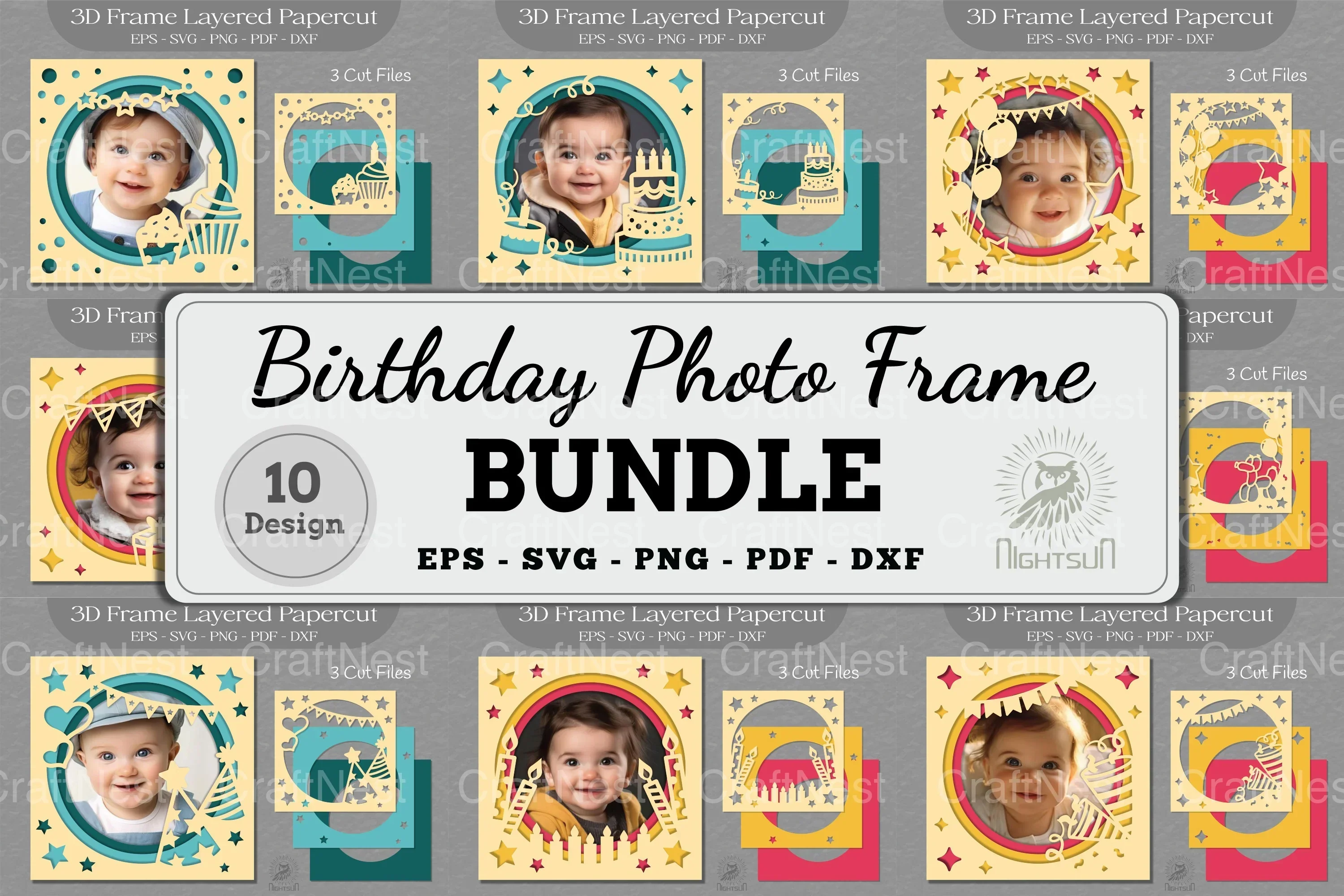 Birthday Photo Frame Clipart Bundle