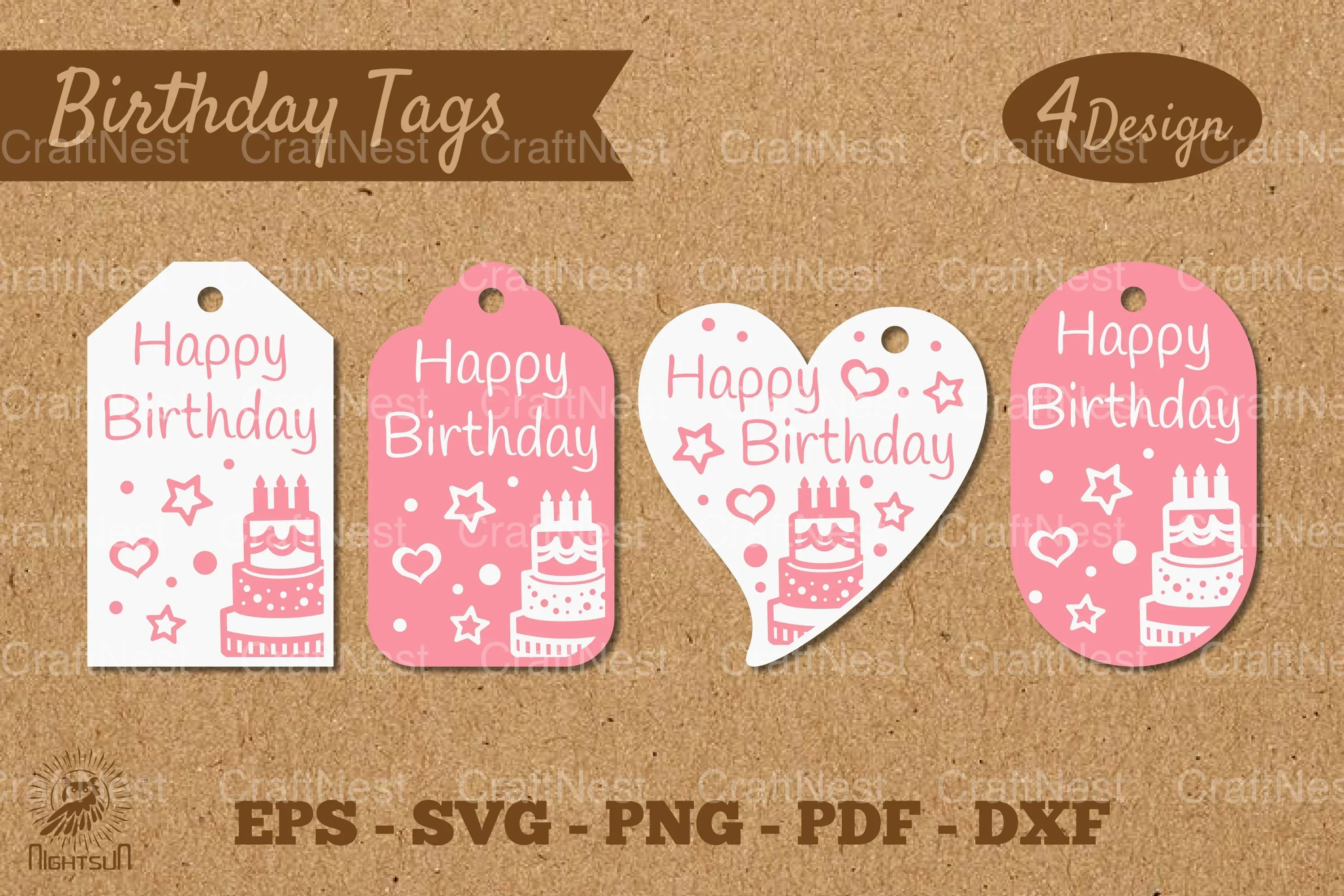 Birthday Tags Template SVG Bundle