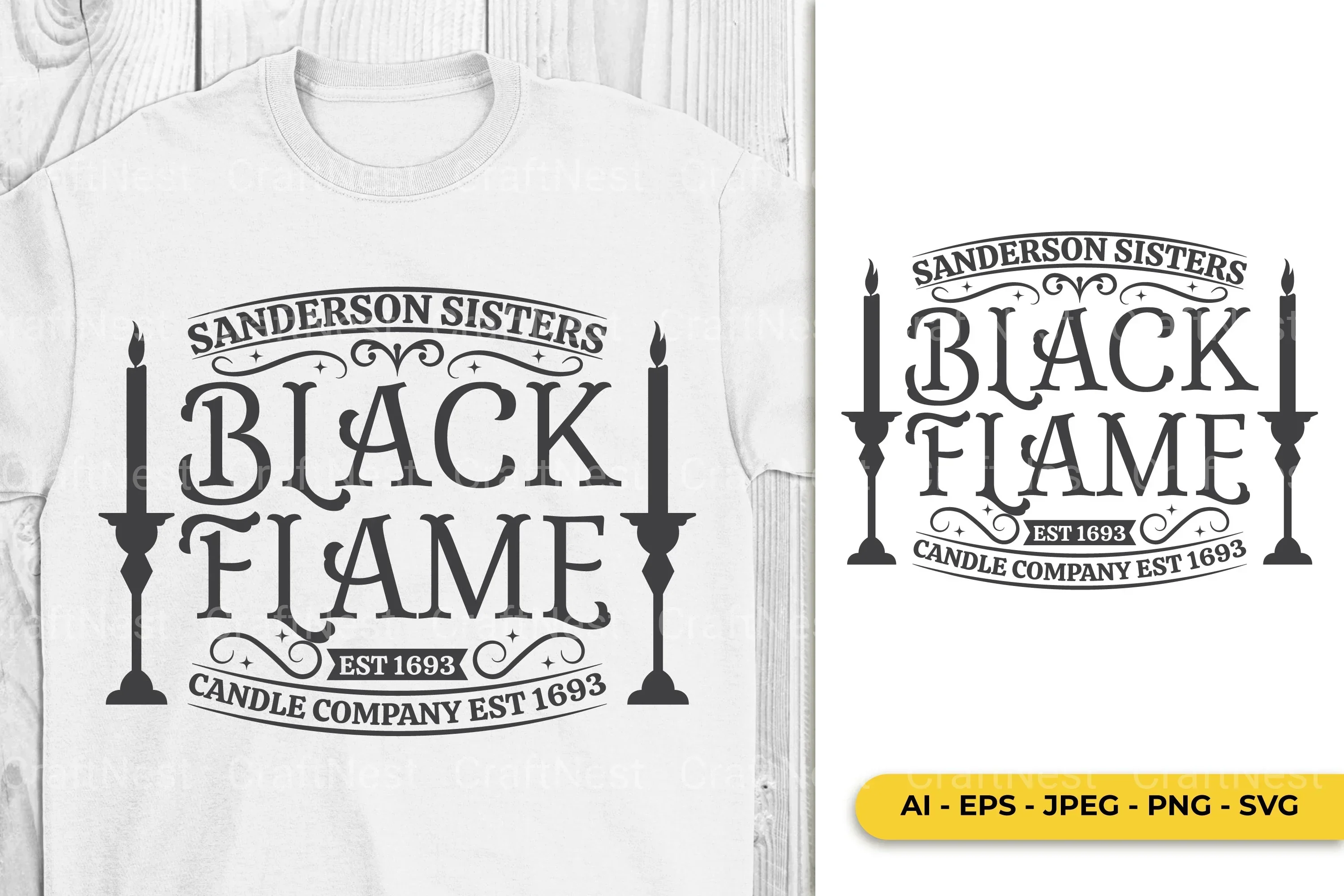 Black Flame Halloween Badge SVG Bundle