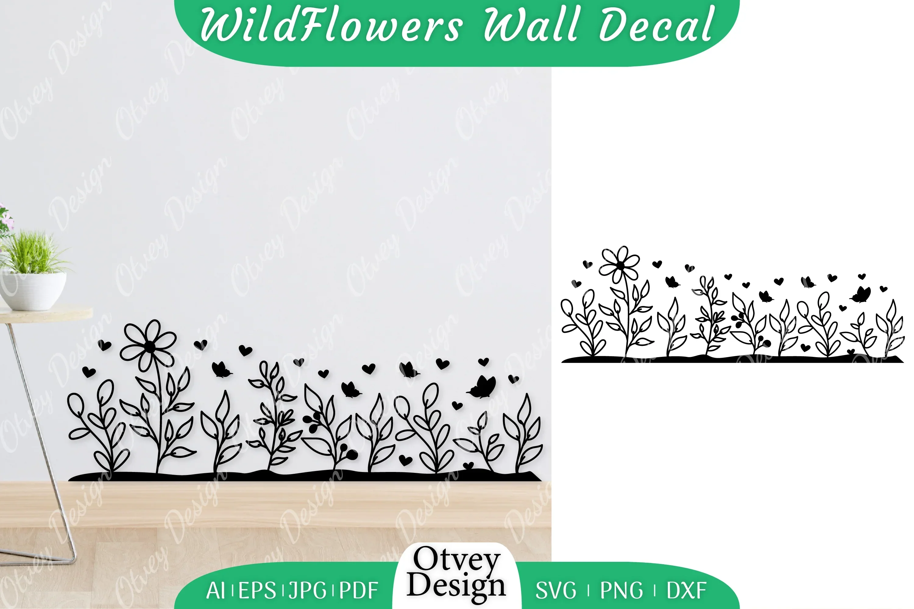 Blooming Wildflowers Wall Decal SVG Bundle