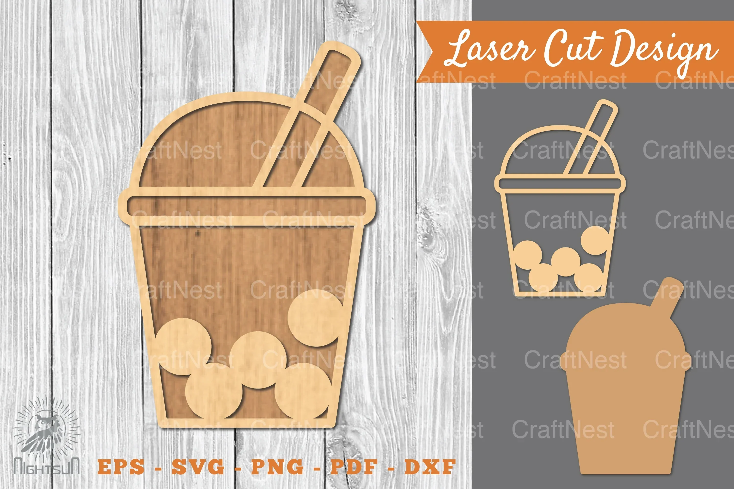Boba Drink Laser Cut Decoration Clipart Bundle