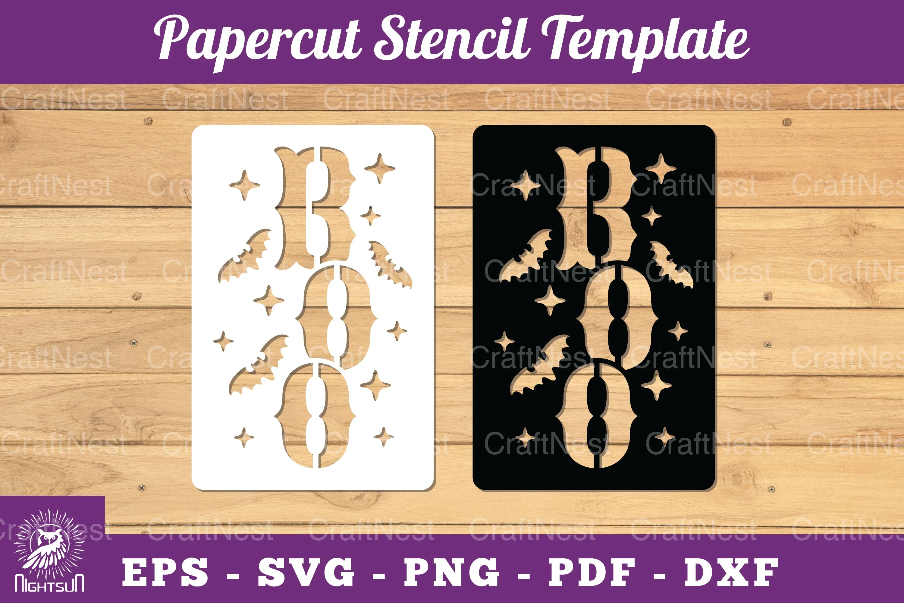 Boo Papercut Stencil Clipart Bundle